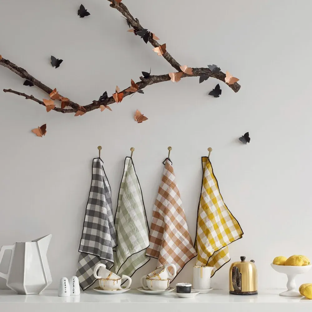 Vichy Bourdon Napkins - Slate, Linen-Cotton alternate view