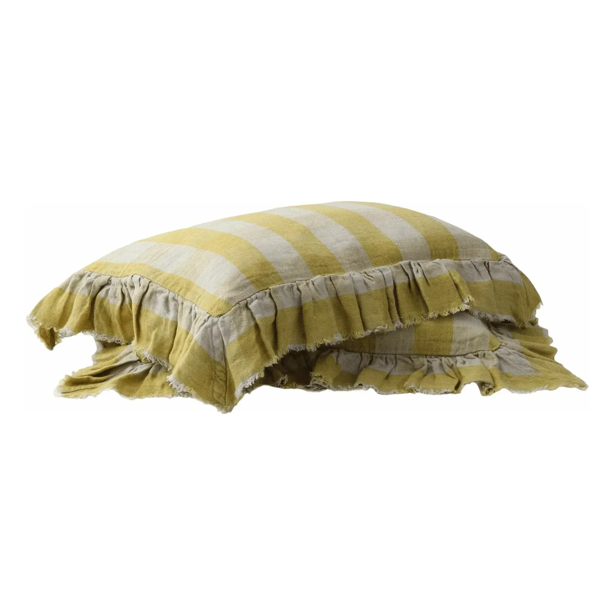 Vichy Cottage Ruffled Cushion - Red Oxide, Washed Linen product