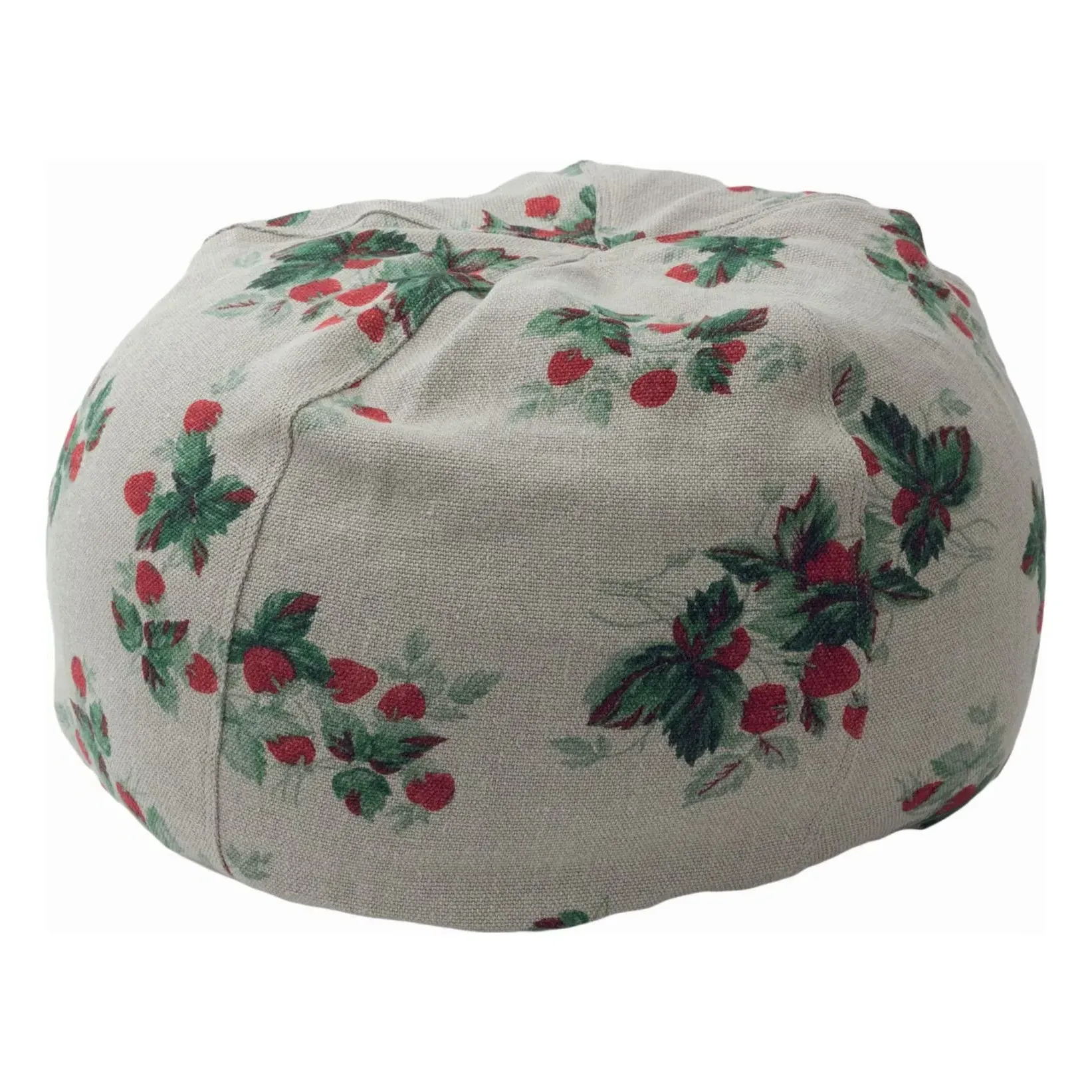 Wabi Sabi Les Fraises Pouf - Red, Linen product