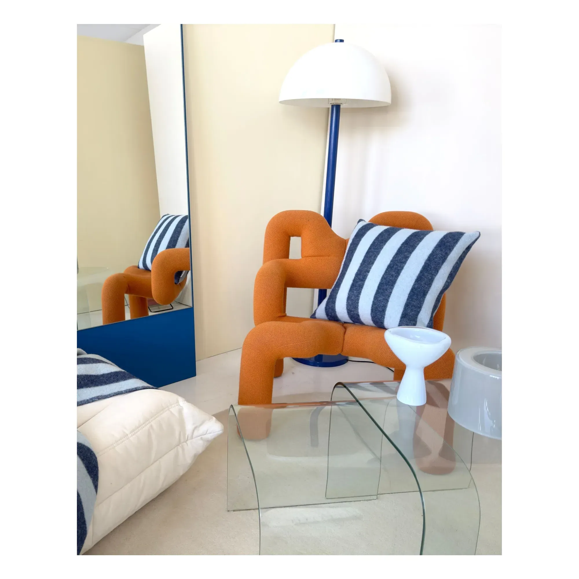 Candy Wrap Cushion Cover - Navy Blue, Wool alternate view