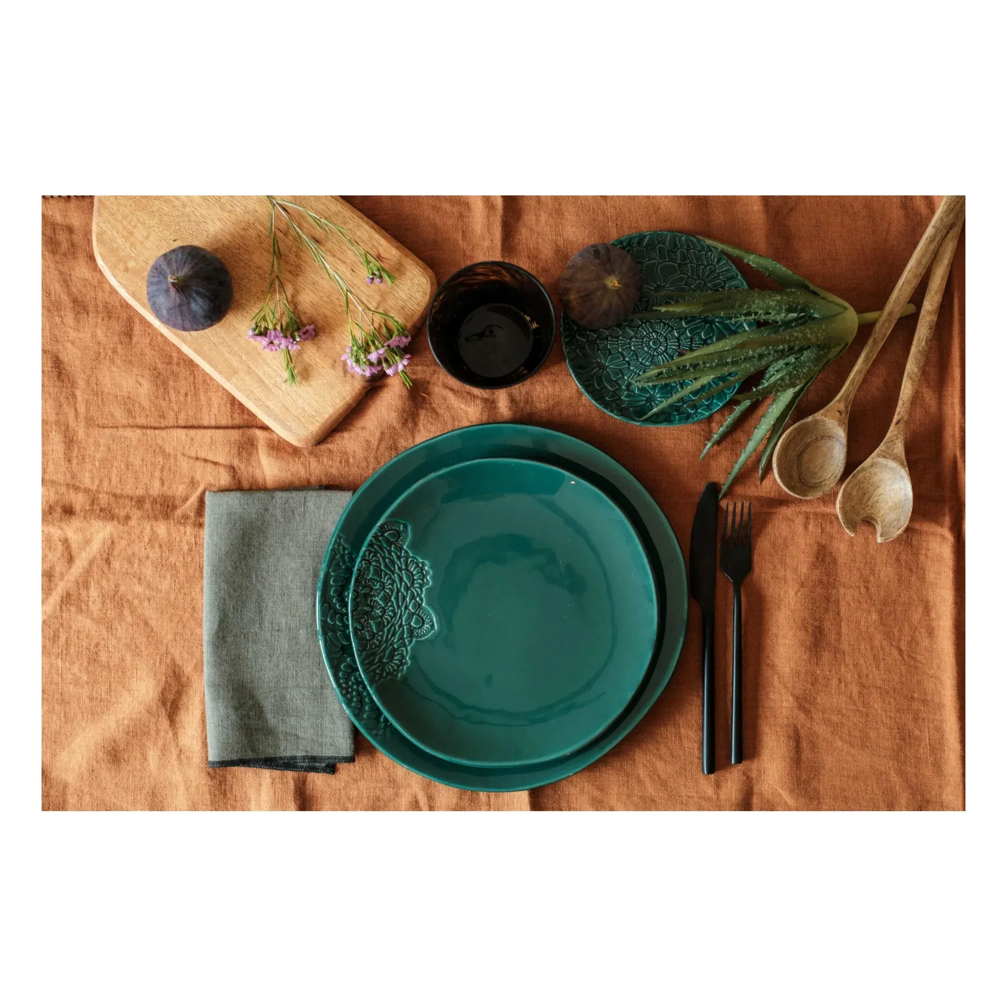 Blanca Crochet Lace Plates Set of 2 - Jade, Ceramic alternate view