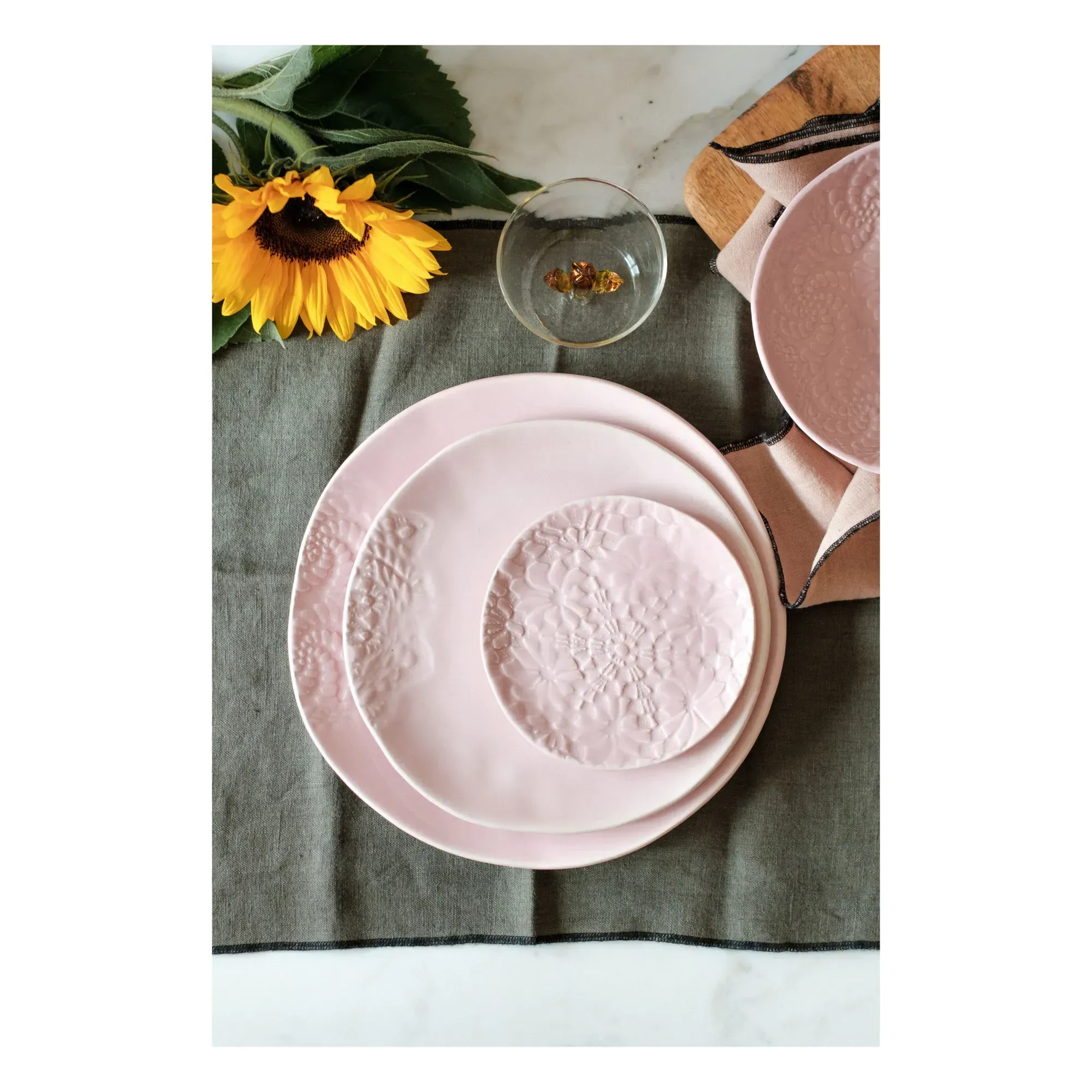Blanca Crochet Lace Set of 2 Plates - Pale Pink, Ceramic alternate view