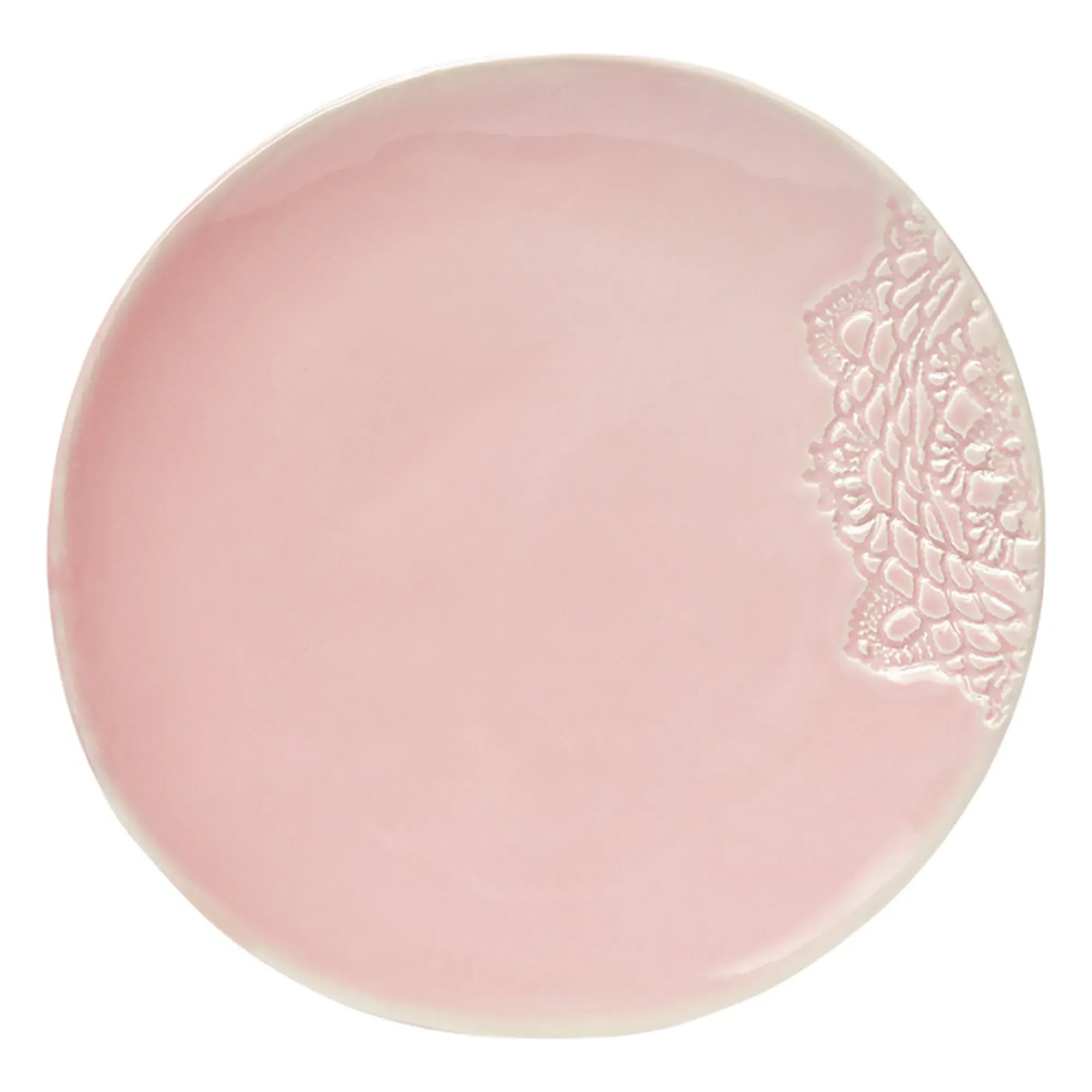 Blanca Crochet Lace Set of 2 Plates - Pale Pink, Ceramic product