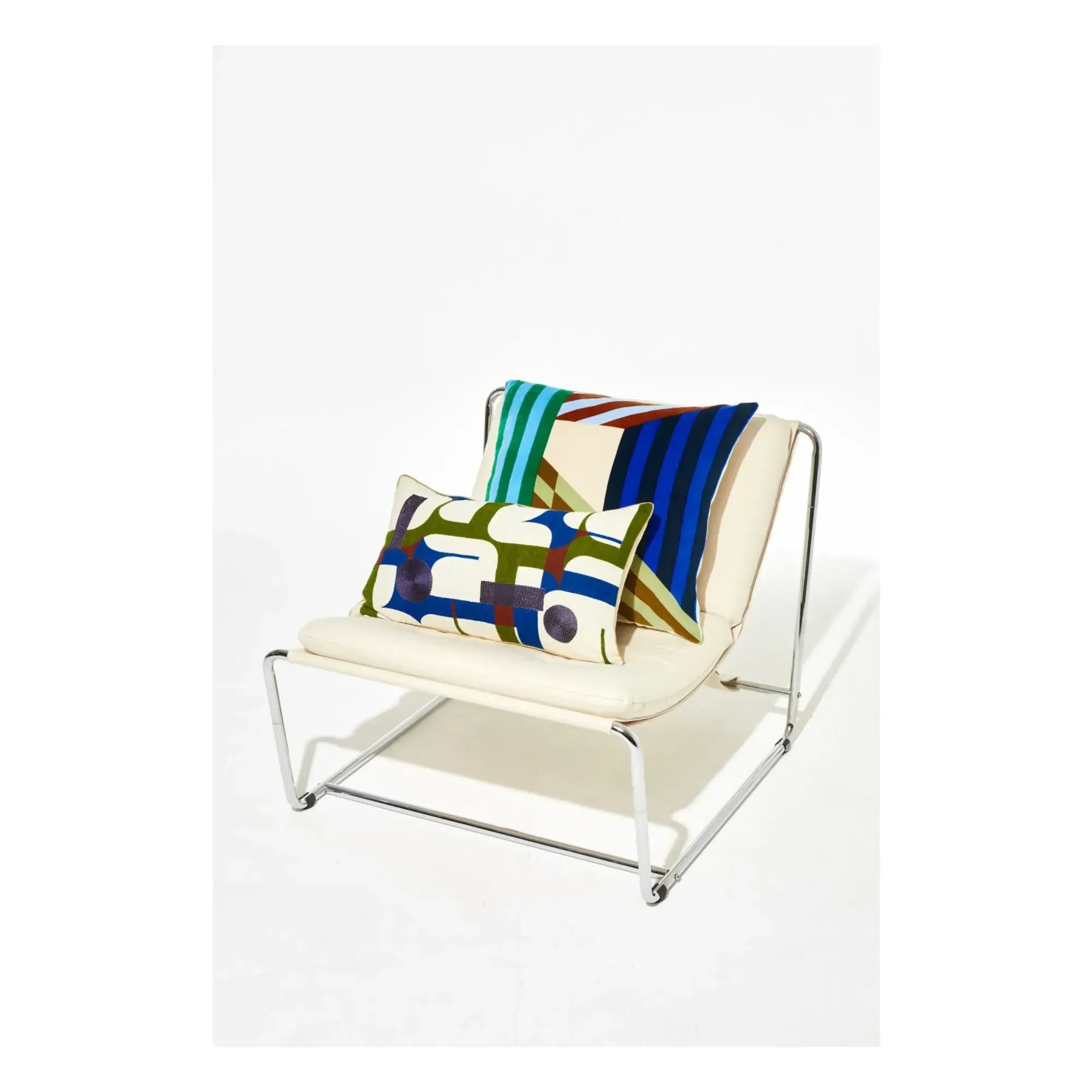 Shibuya Square Cushion - Blue, Cotton Velvet alternate view