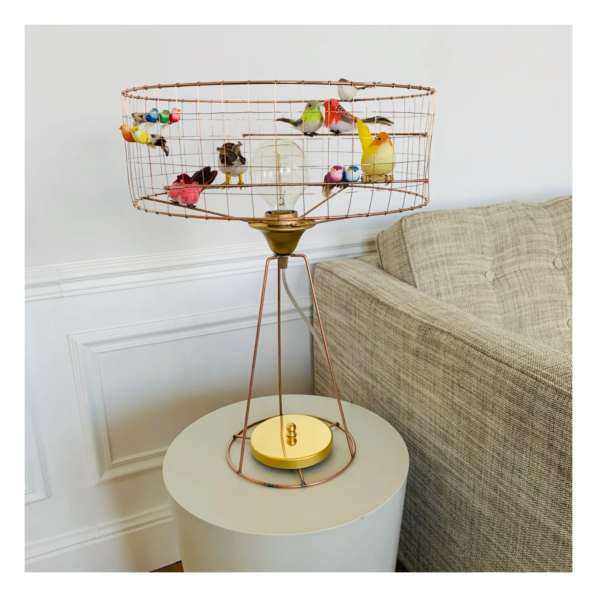 Volière Large Birdcage Table Lamp - Copper, Metal alternate view