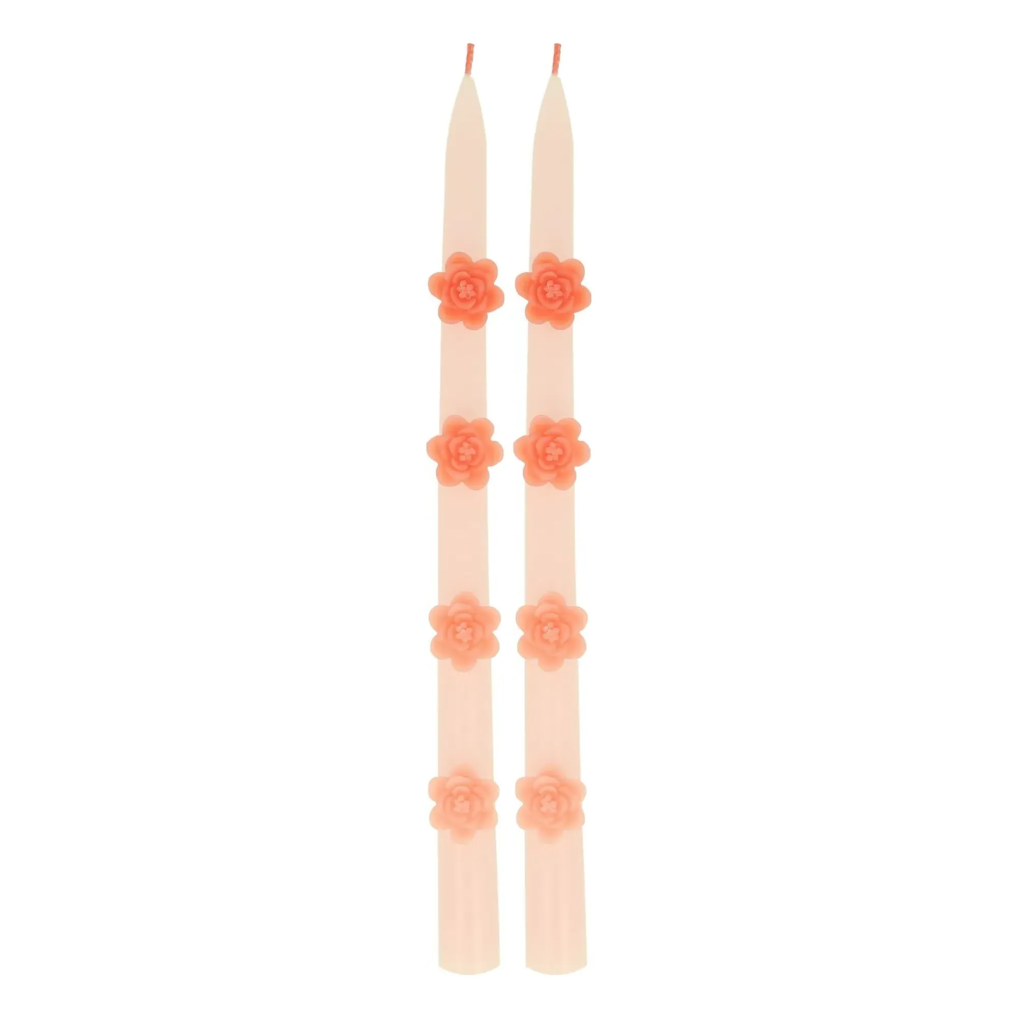 Flower Taper Candles Set of 2 - Pink, Wax product