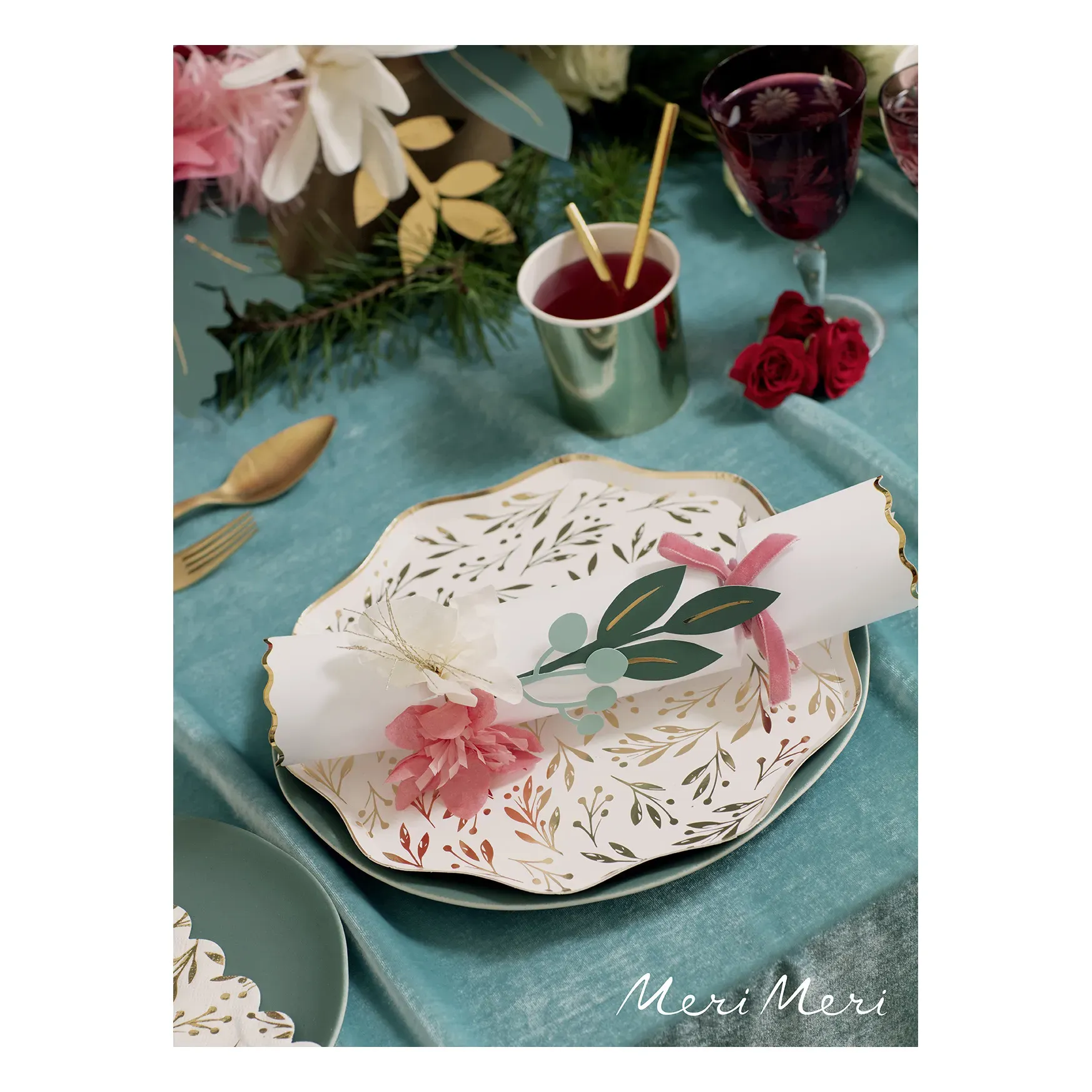 Gold Leaf Large Dinner Plates Set of 8 - Multicoloured alternate view