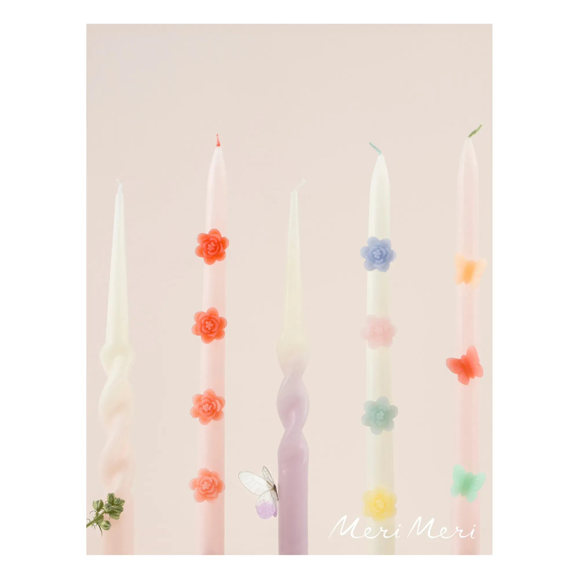 Meri Meri Butterfly Candles Set of 2 - Multicoloured, Wax alternate view
