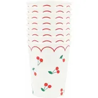 Meri Meri Cherry Set of 8 Tumblers - White, Paper alternate view