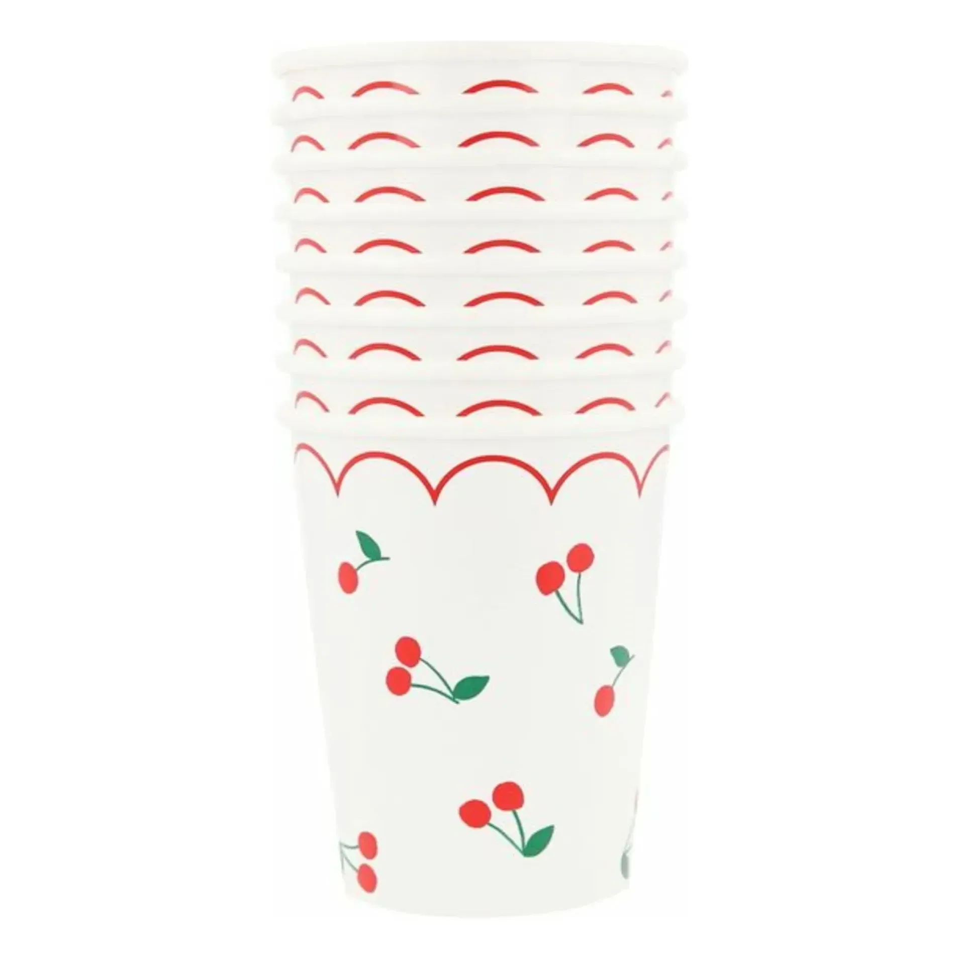 Meri Meri Cherry Set of 8 Tumblers - White, Paper product