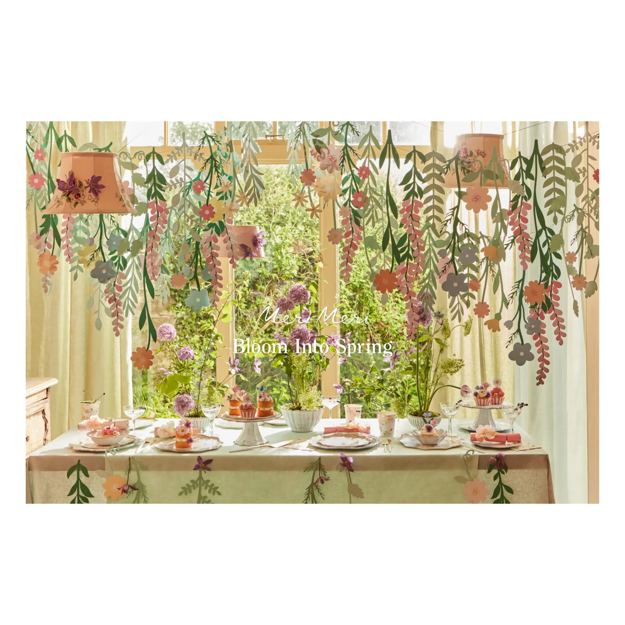 Meri Meri Floral Paper Pennant Garland - Pastel alternate view