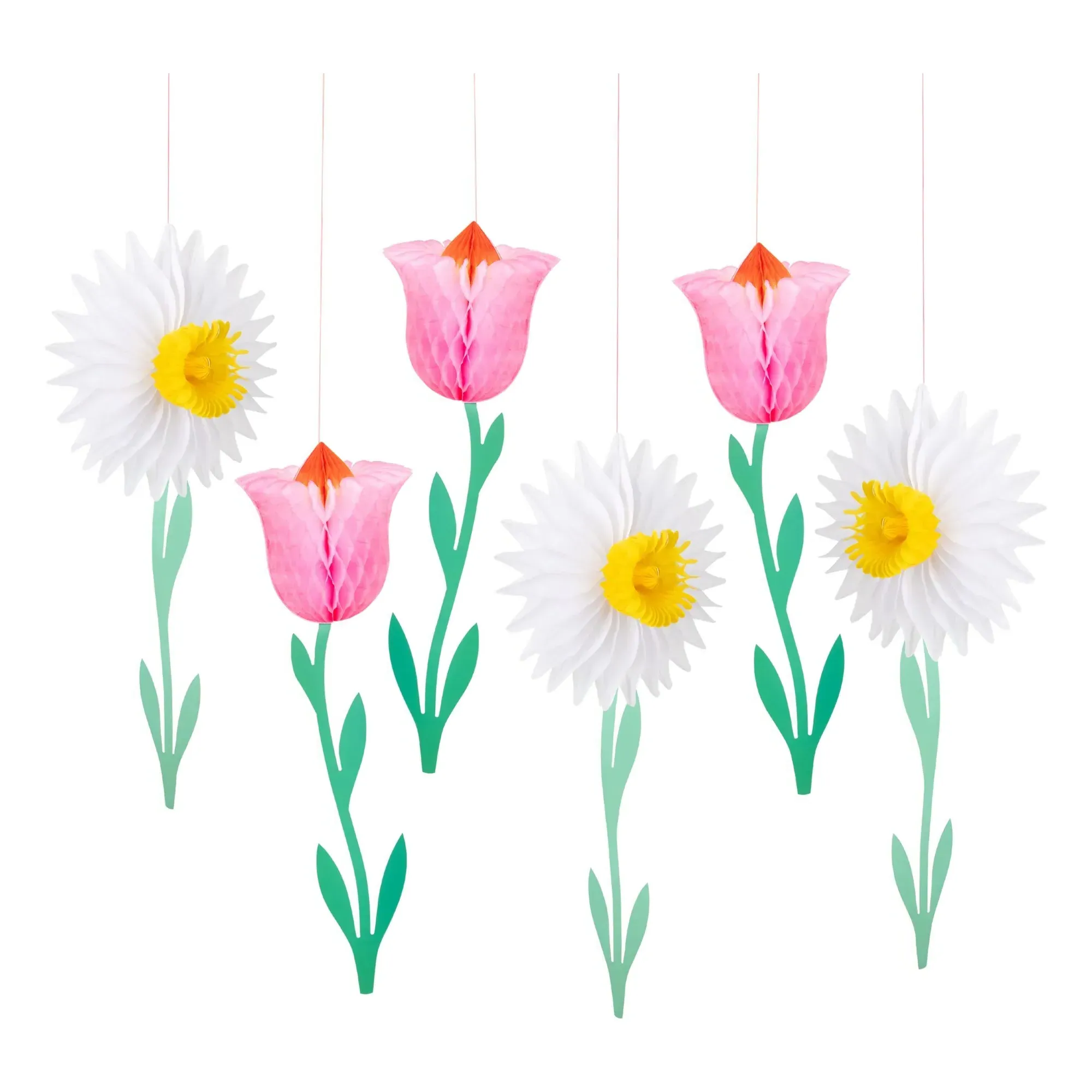 Meri Meri Hanging Flowers Set of 6 - Multicoloured, Paper product