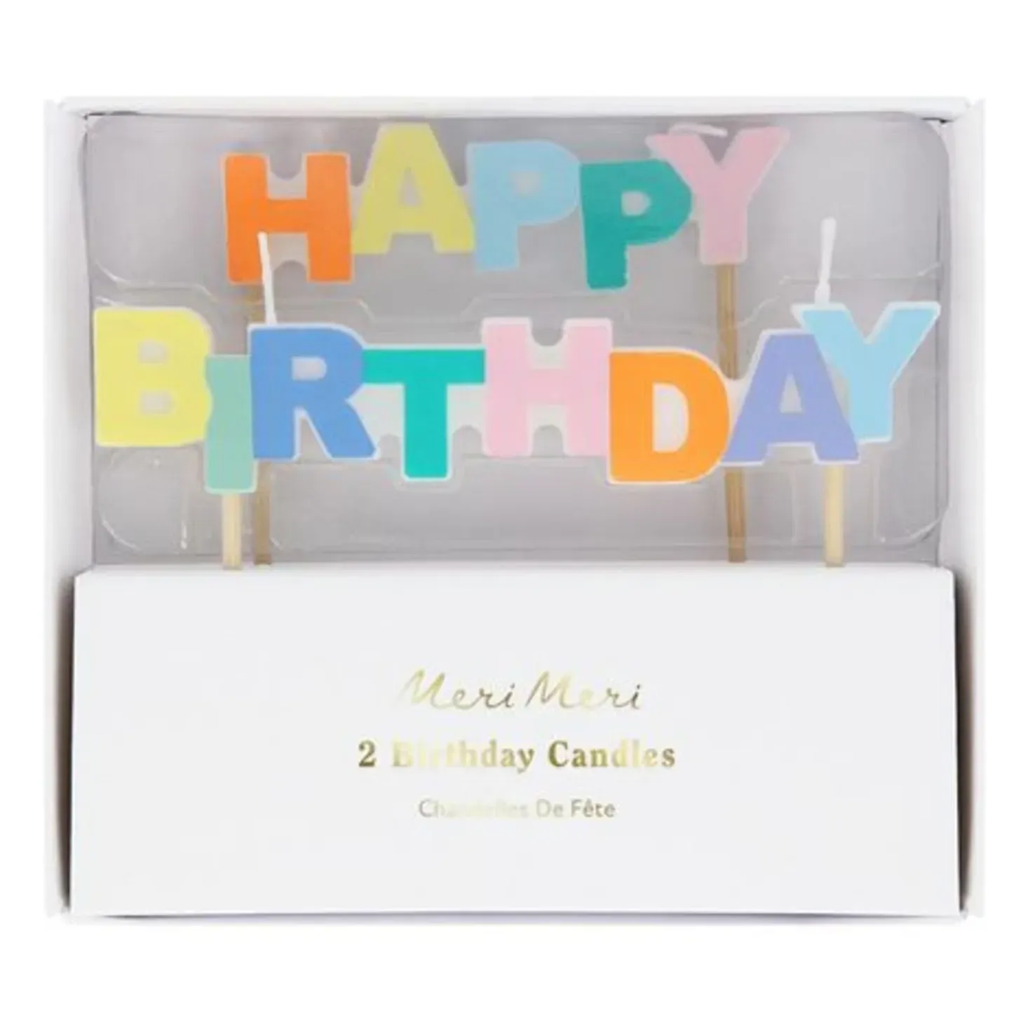 Meri Meri Happy Birthday Candle Set - Multicoloured, Wax alternate view
