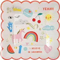 Meri Meri I Believe in Unicorns Small Plates Set of 8 - Multicoloured, Paper alternate view