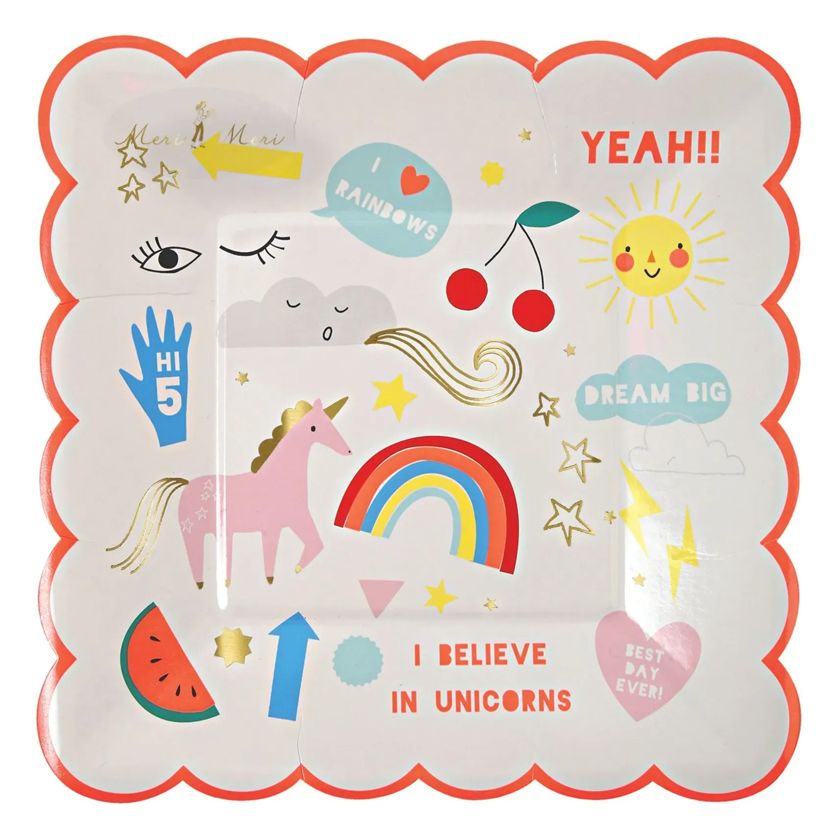 Meri Meri I Believe in Unicorns Small Plates Set of 8 - Multicoloured, Paper product