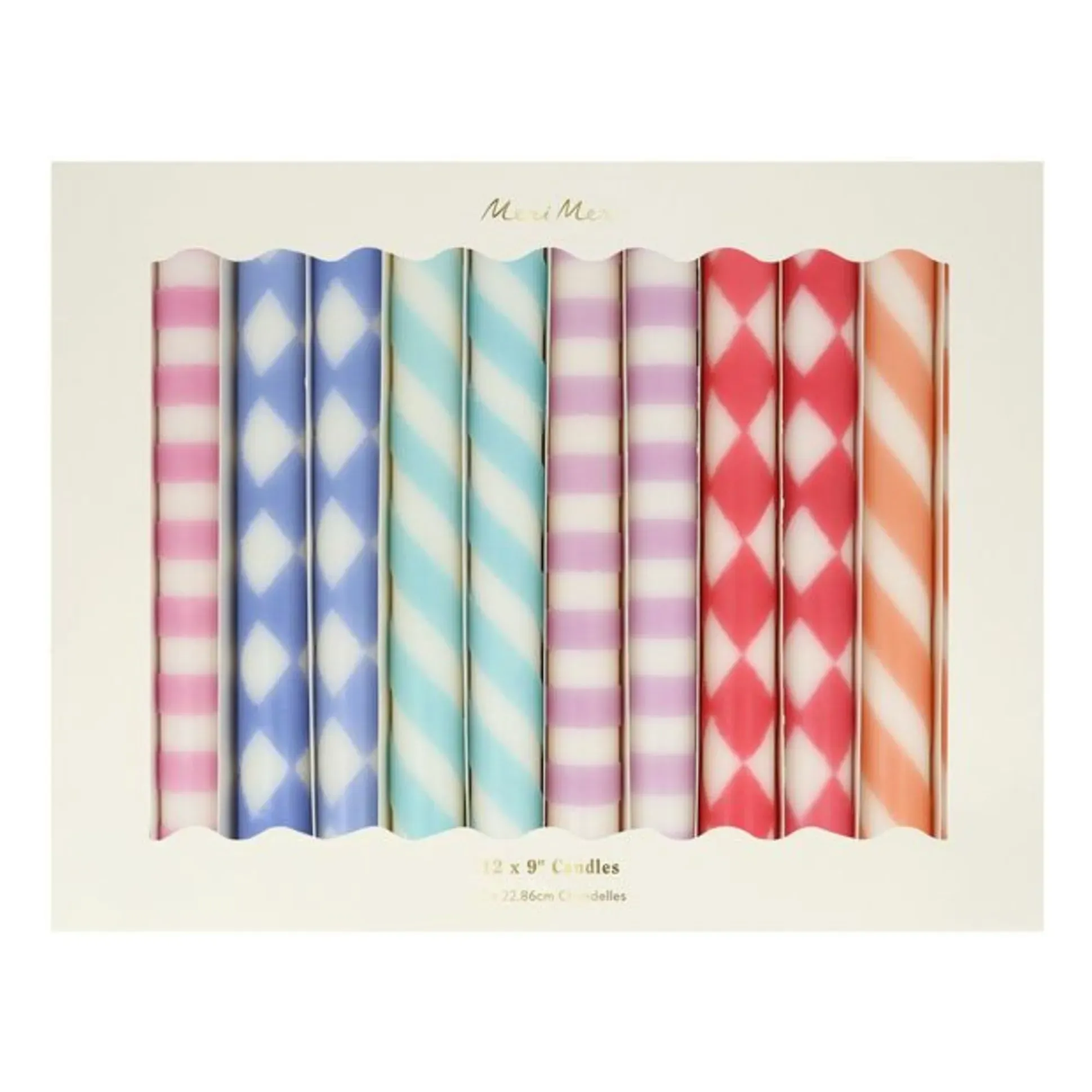 Meri Meri Patterned Table Candles Set of 12 - Multicoloured, Wax alternate view