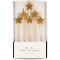 Star Candles Set of 6 - Gold, Wax alternate view