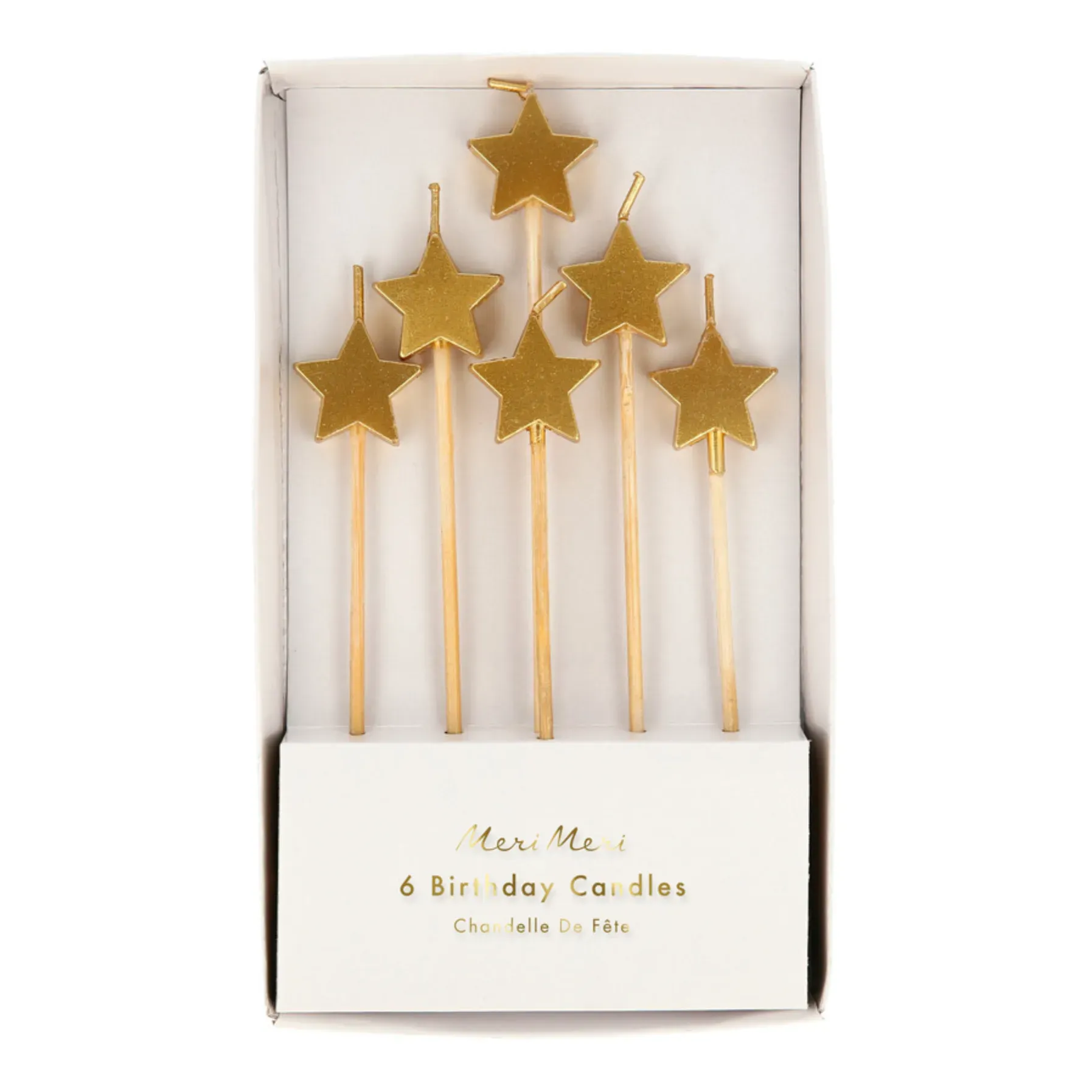 Star Candles Set of 6 - Gold, Wax product