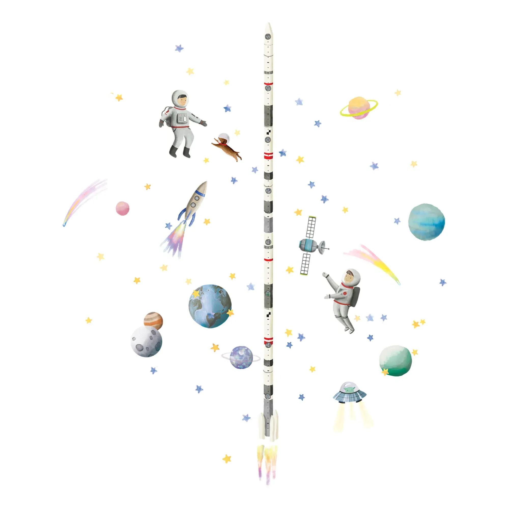 Space Height Chart Wall Sticker - Multicoloured, Vinyl product