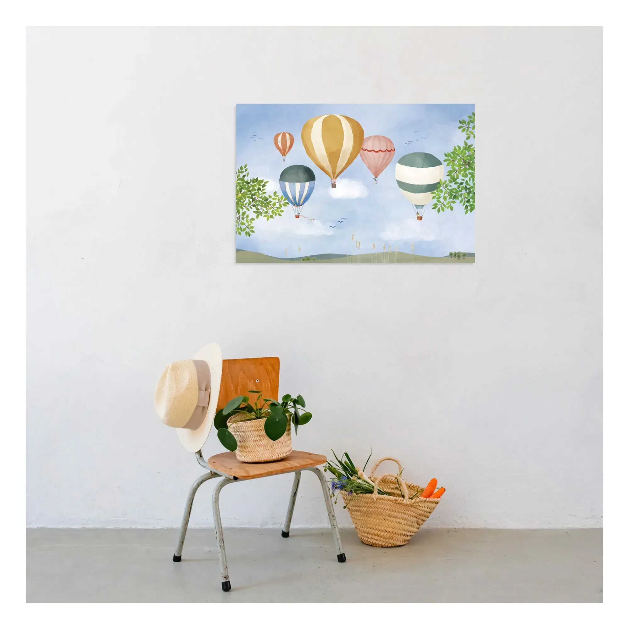 Watercolour Hot Air Balloon Poster - Multicoloured alternate view