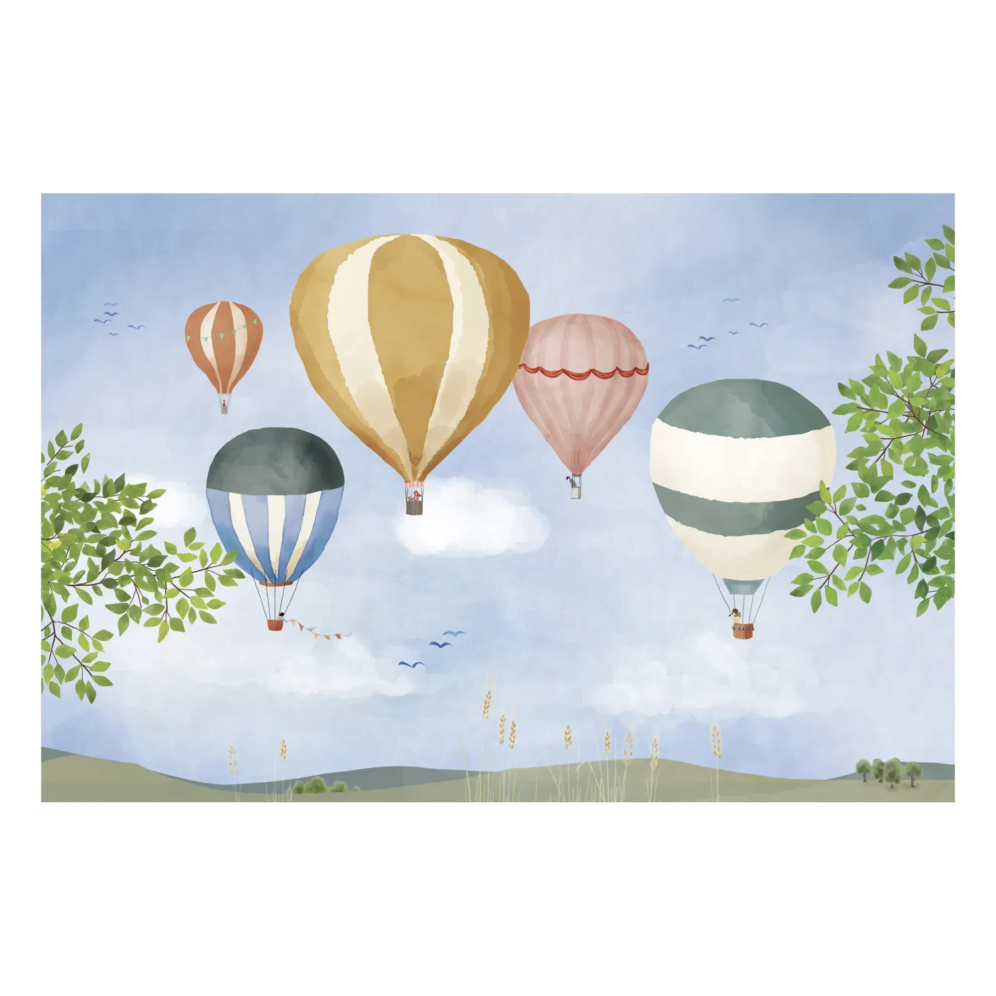 Watercolour Hot Air Balloon Poster - Multicoloured product