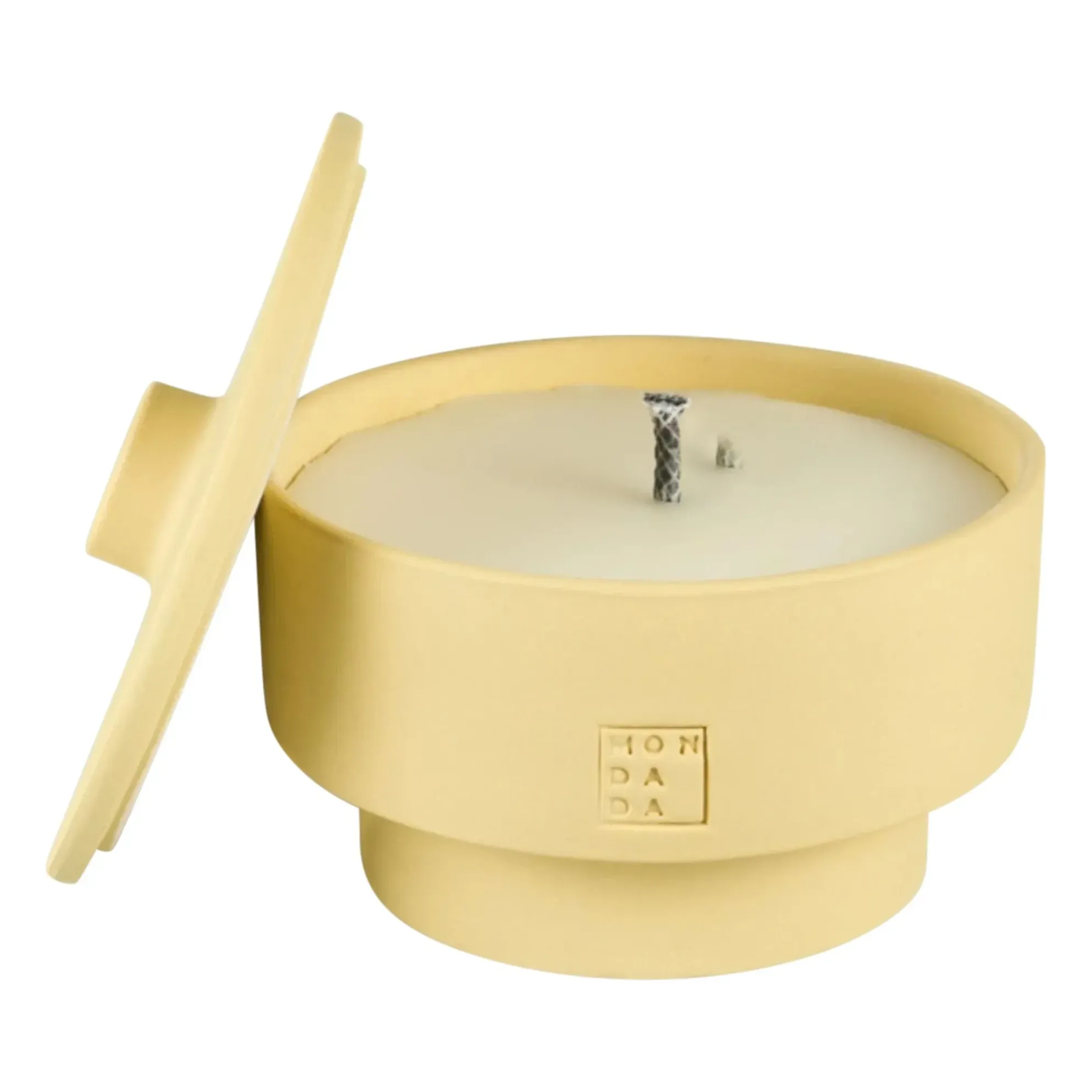June Sahara Two Outdoor Candle with Cover - Pale Yellow, Ceramic product