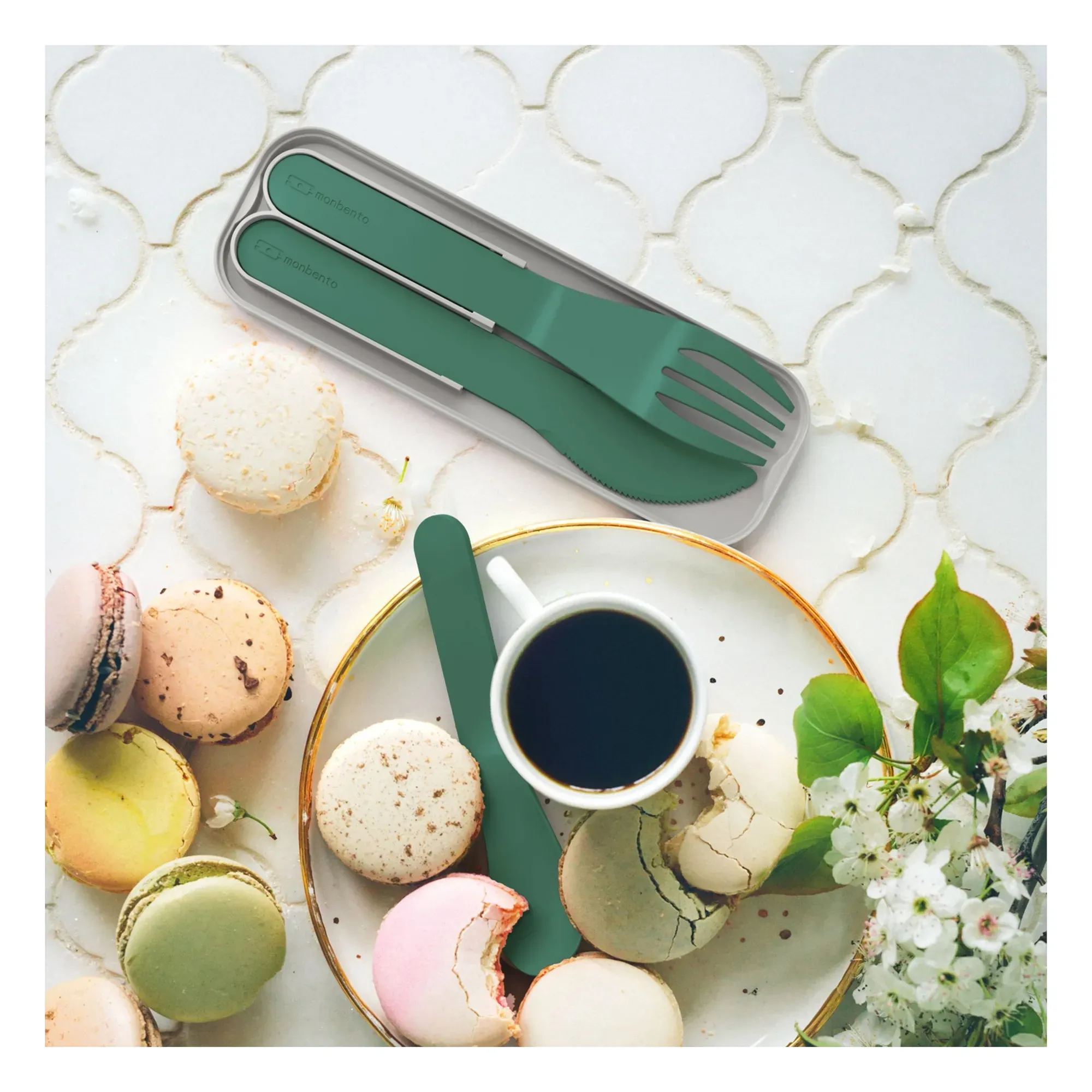 MB Pocket Color Biodegradable Cutlery Set - Forest Green alternate view