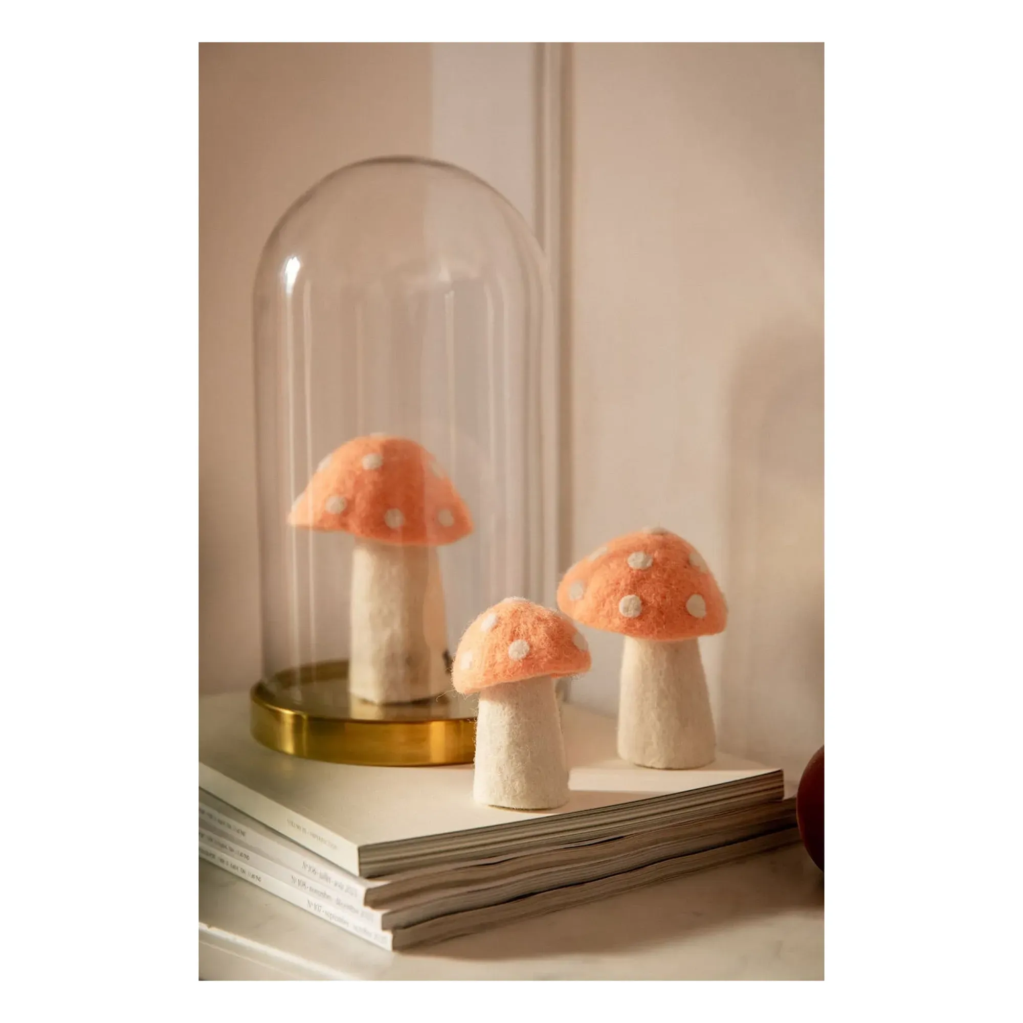 Dotty Felt Mushroom Figurines Set of 3 - Blush alternate view