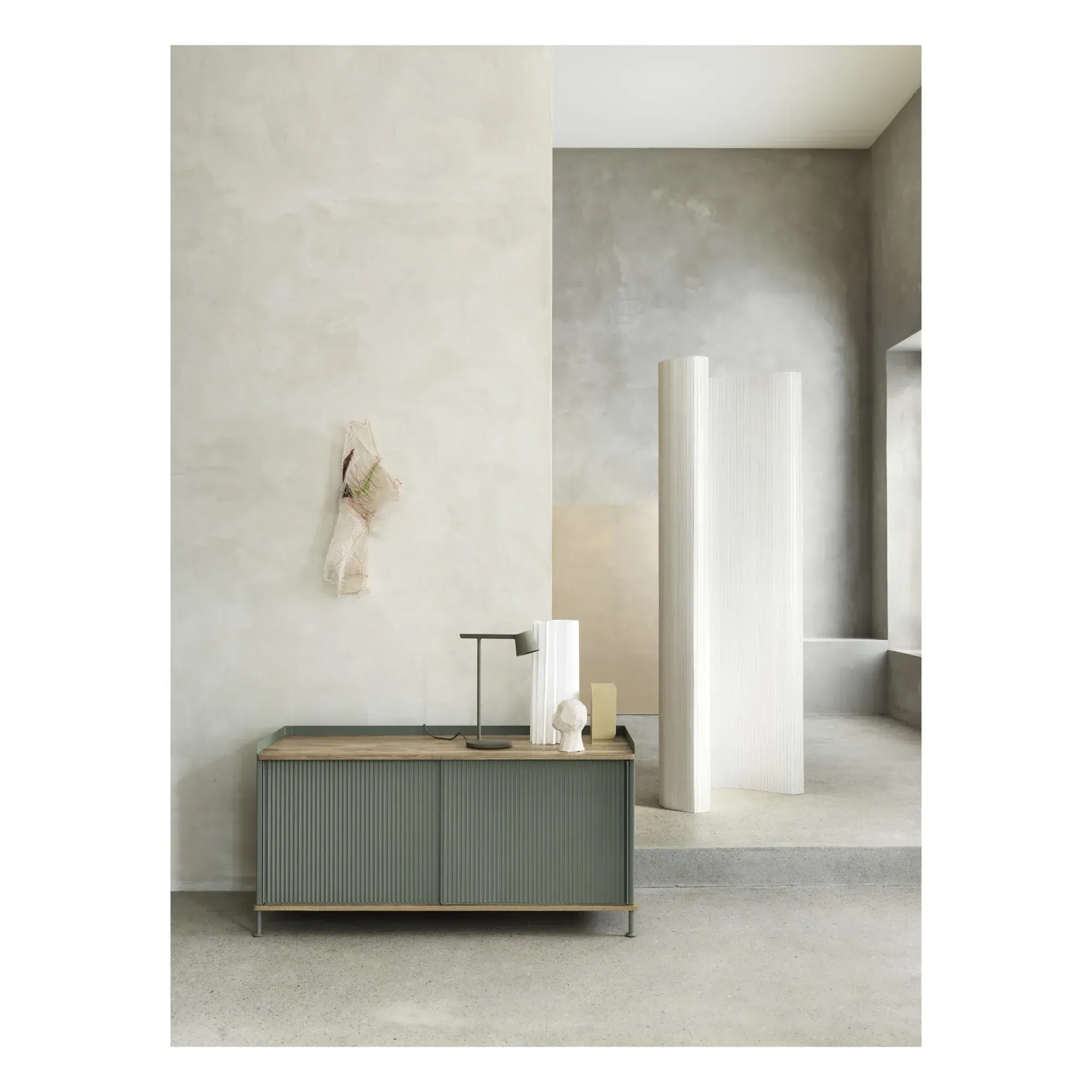 Enfold Sideboard with Sliding Doors - Light Grey, Oak alternate view