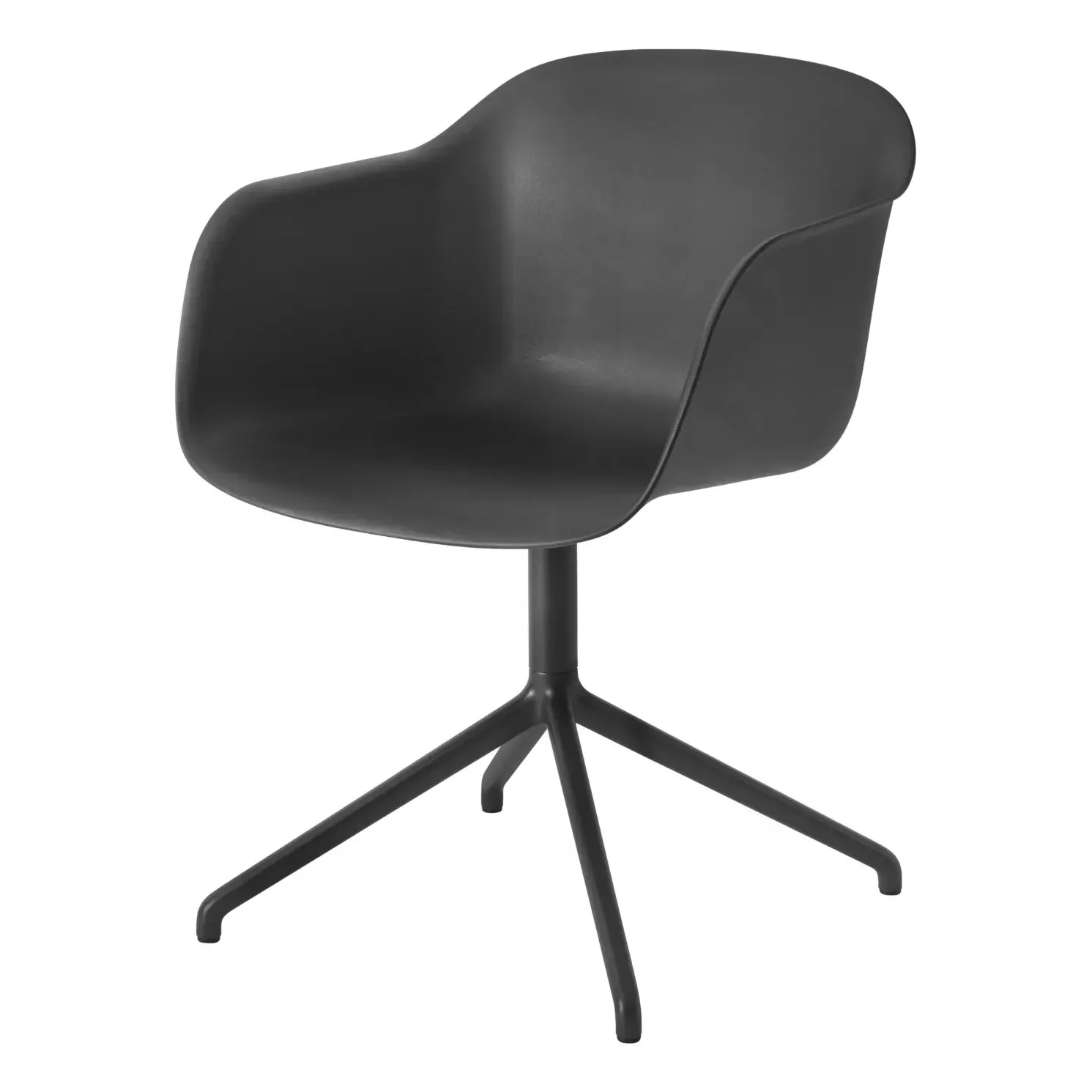 Fiber Recycled Plastic Chair with Armrests - Black product