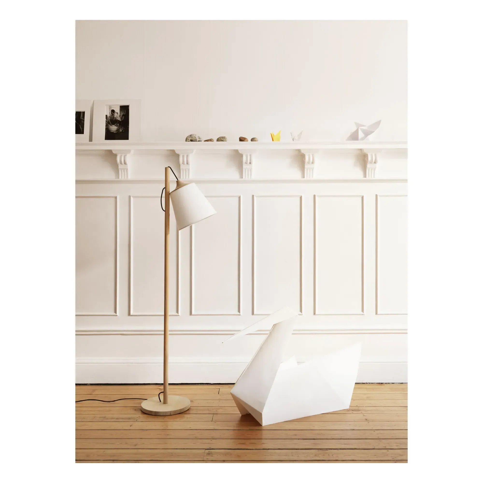 Pull Floor Lamp Adjustable Shade - White, Linen alternate view