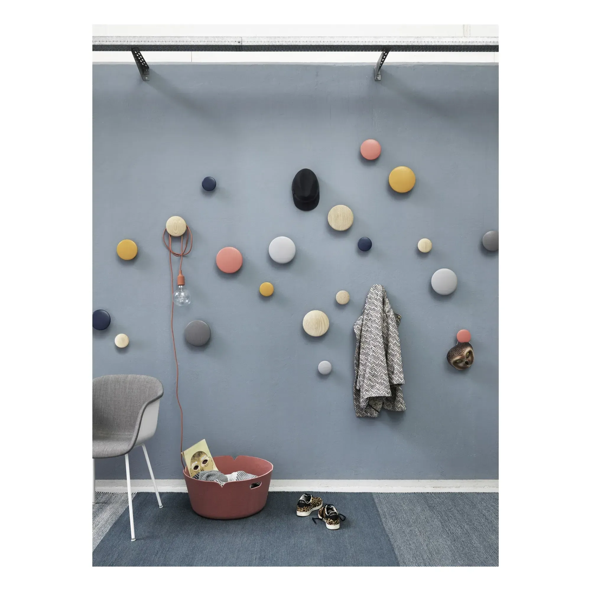 The Dots Wall Hook - Midnight Blue, Ash Wood alternate view