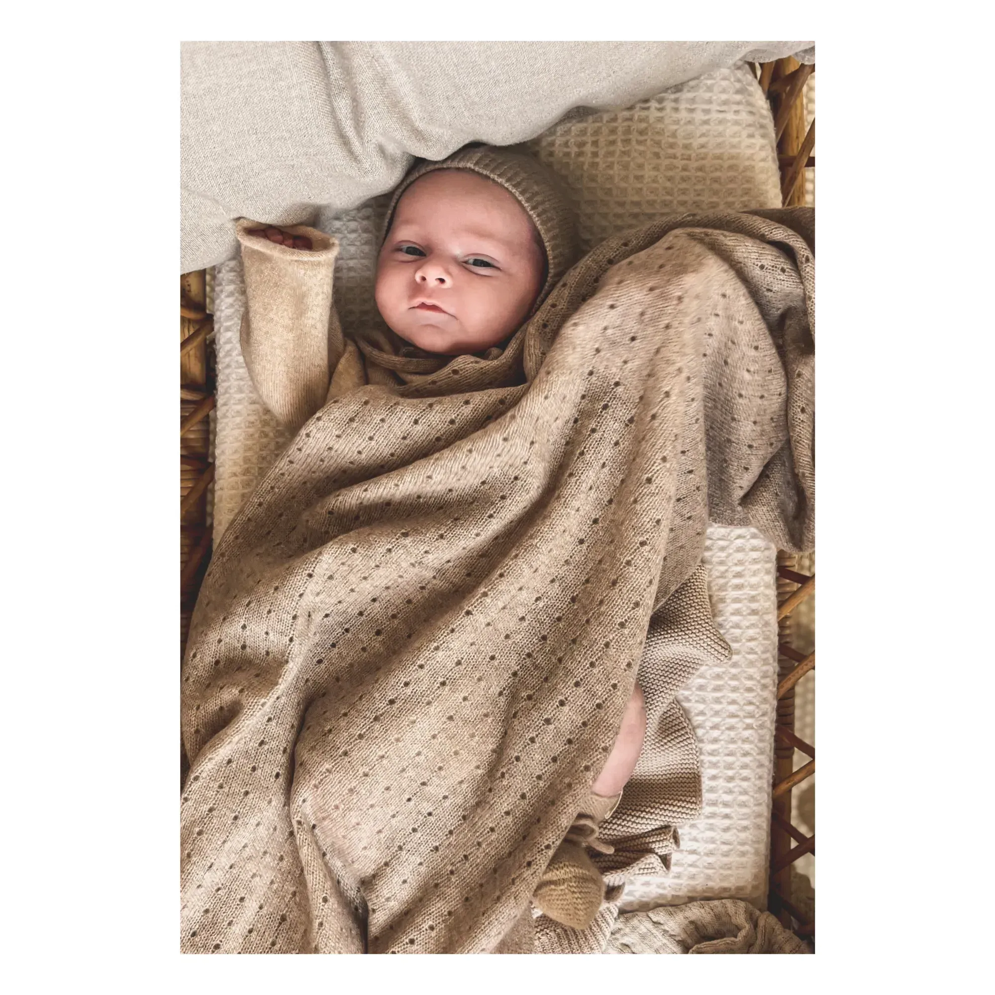 Organic Cotton Pointelle Blanket - Camel alternate view