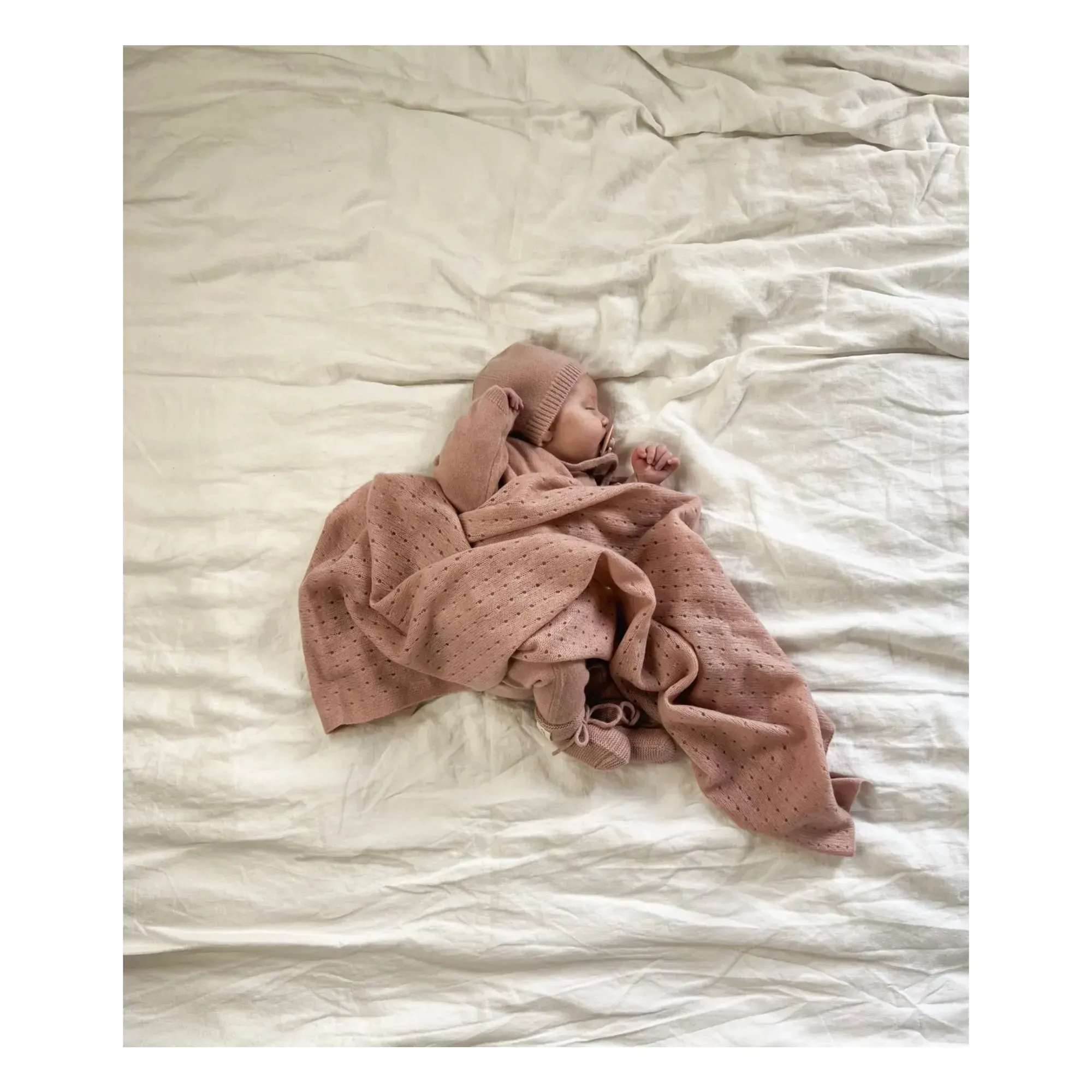 Pointelle Blanket - Pink, Cashmere alternate view