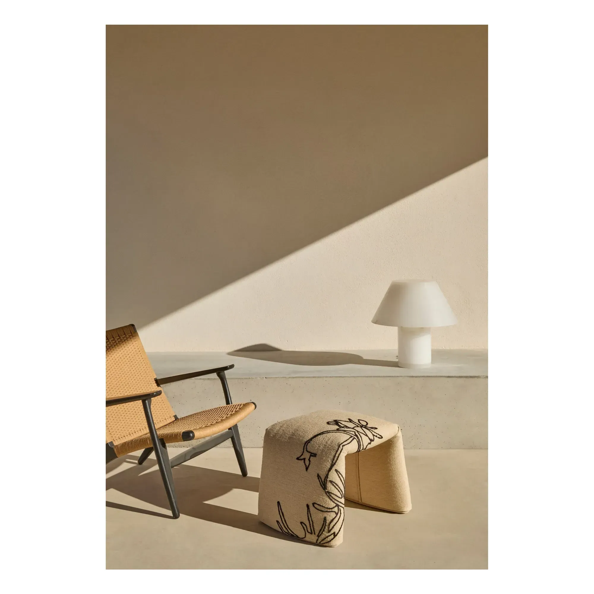 Folded Flowers by Estudi Manel Molina Pouffe - Beige, Wool alternate view