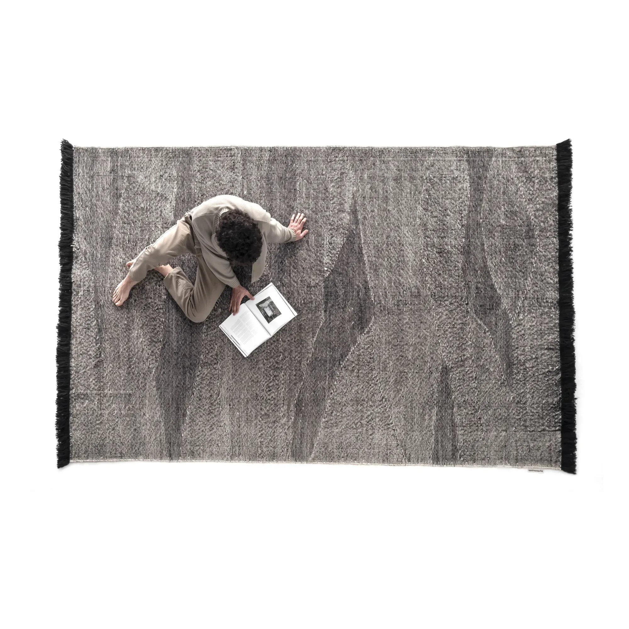 Telares Afghan Hand-Woven Wool Rug - Black alternate view
