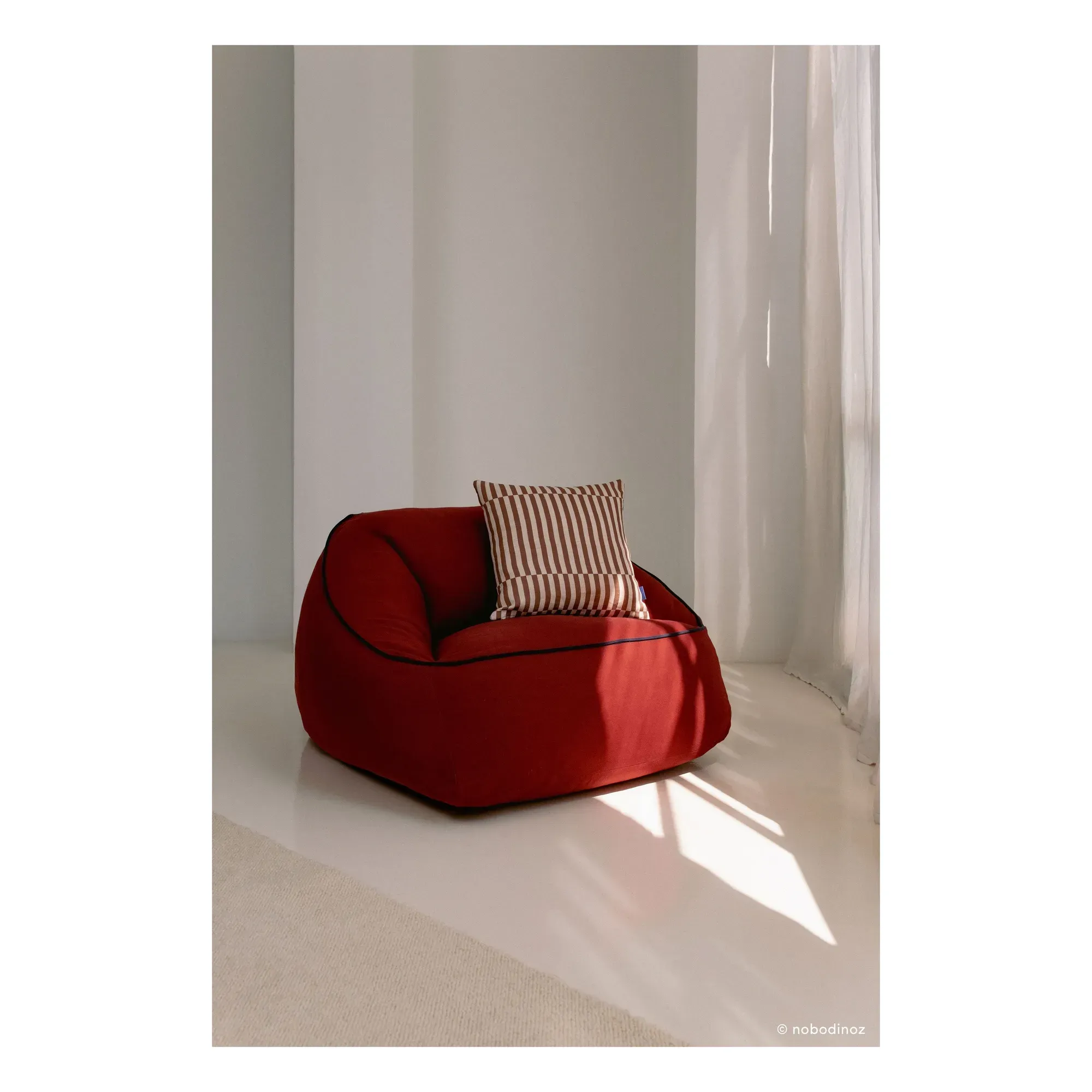 Arnold Beanbag Footstool - Red, Organic Cotton alternate view