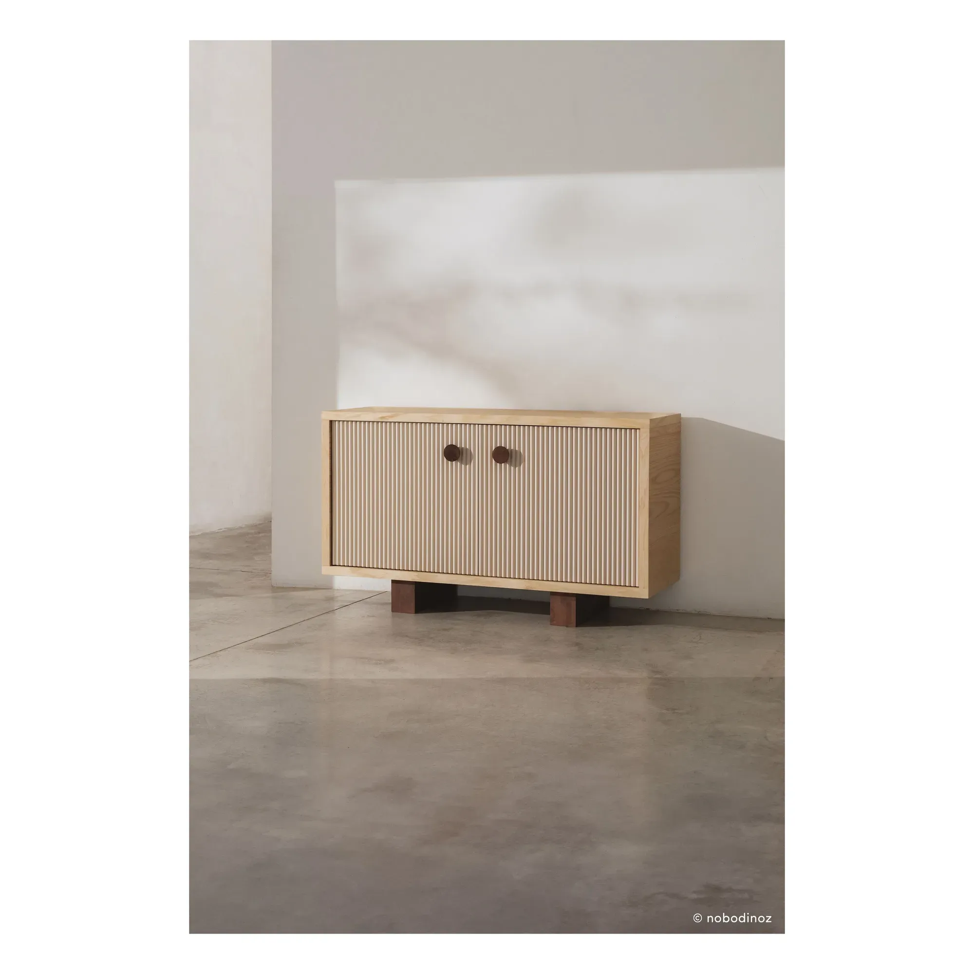 Heju Buffet with Grooved Doors - Natural, Rubberwood alternate view