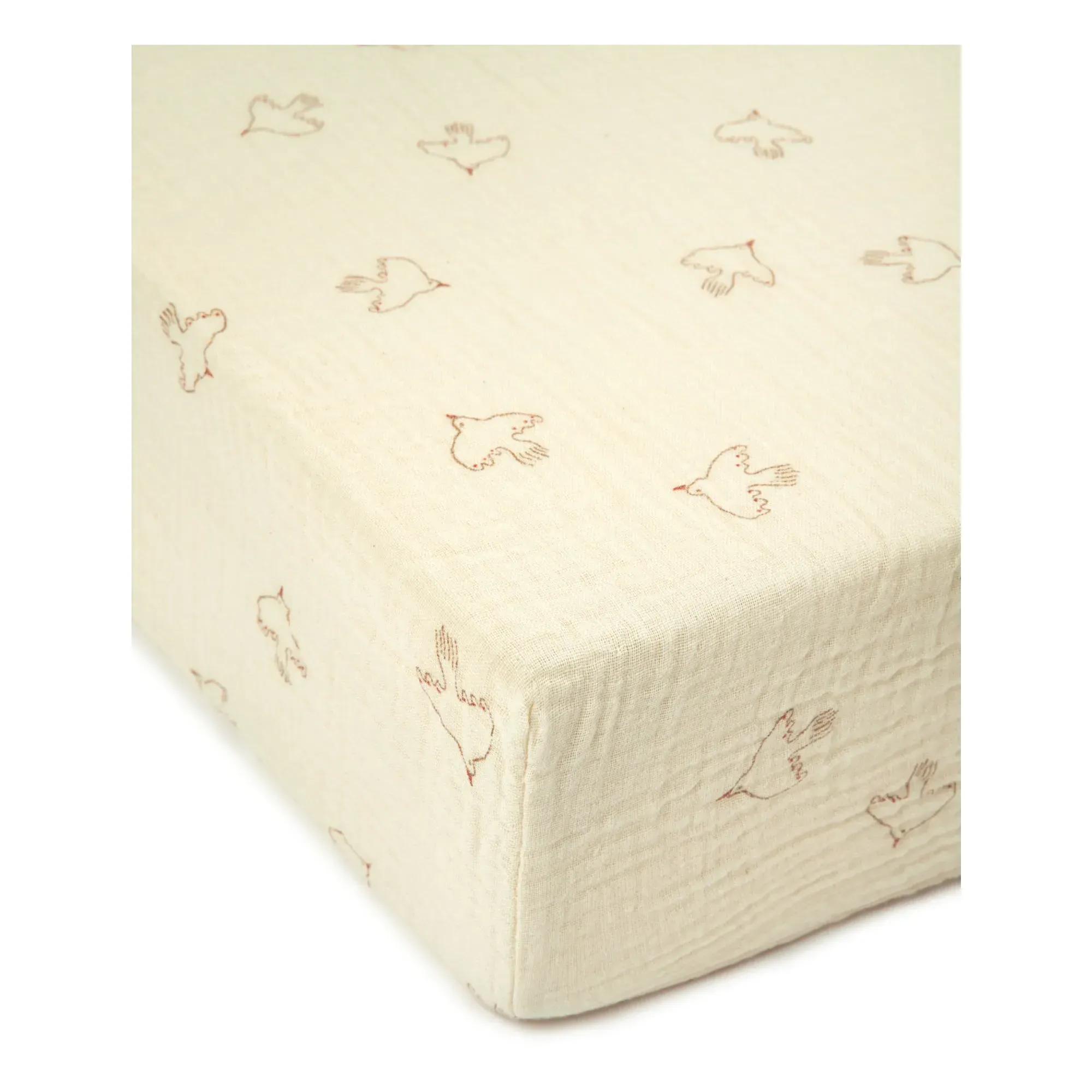 Hoshi Birds Fitted Sheet - Beige, Organic Cotton alternate view