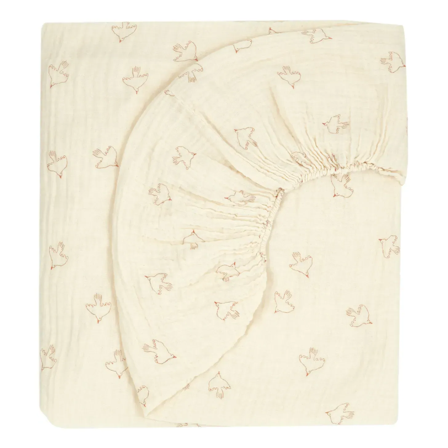 Hoshi Birds Fitted Sheet - Beige, Organic Cotton product