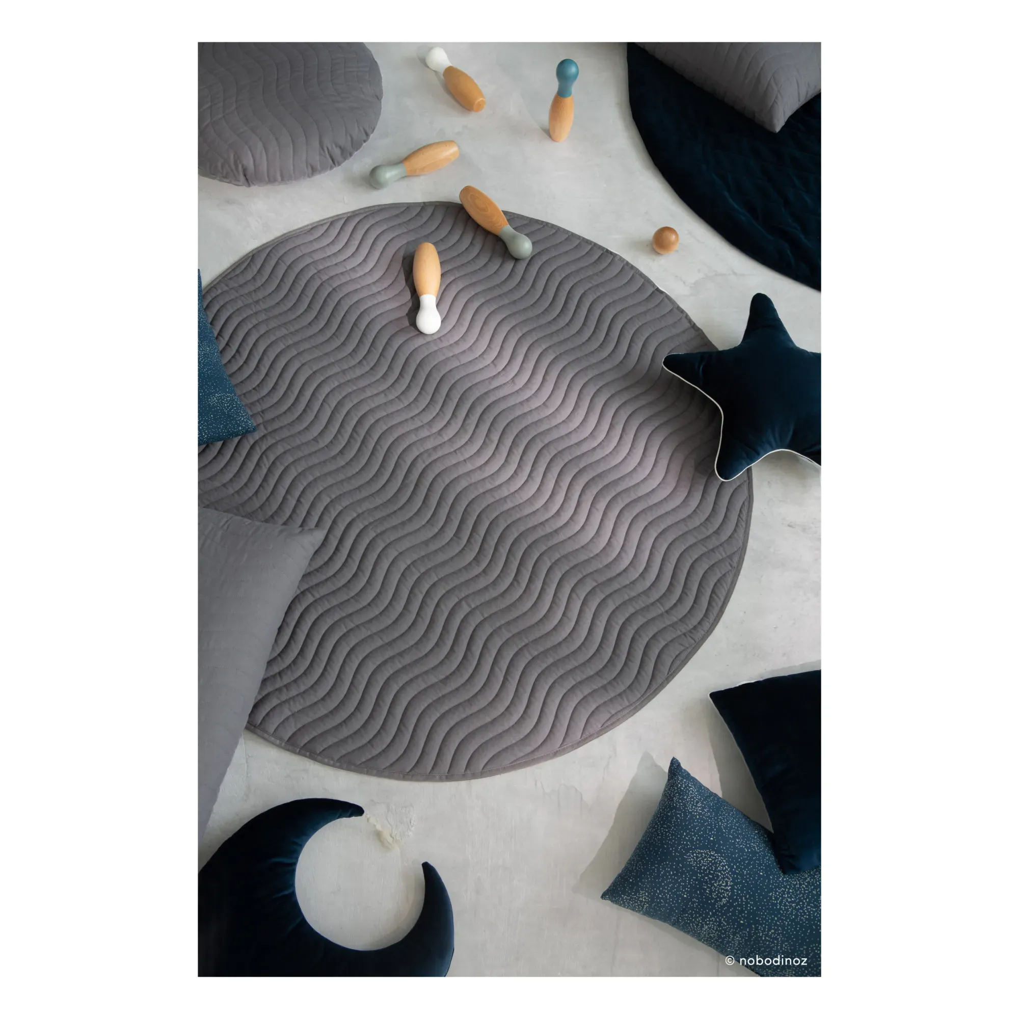 Kiowa Round Playmat - Grey, Organic Cotton alternate view