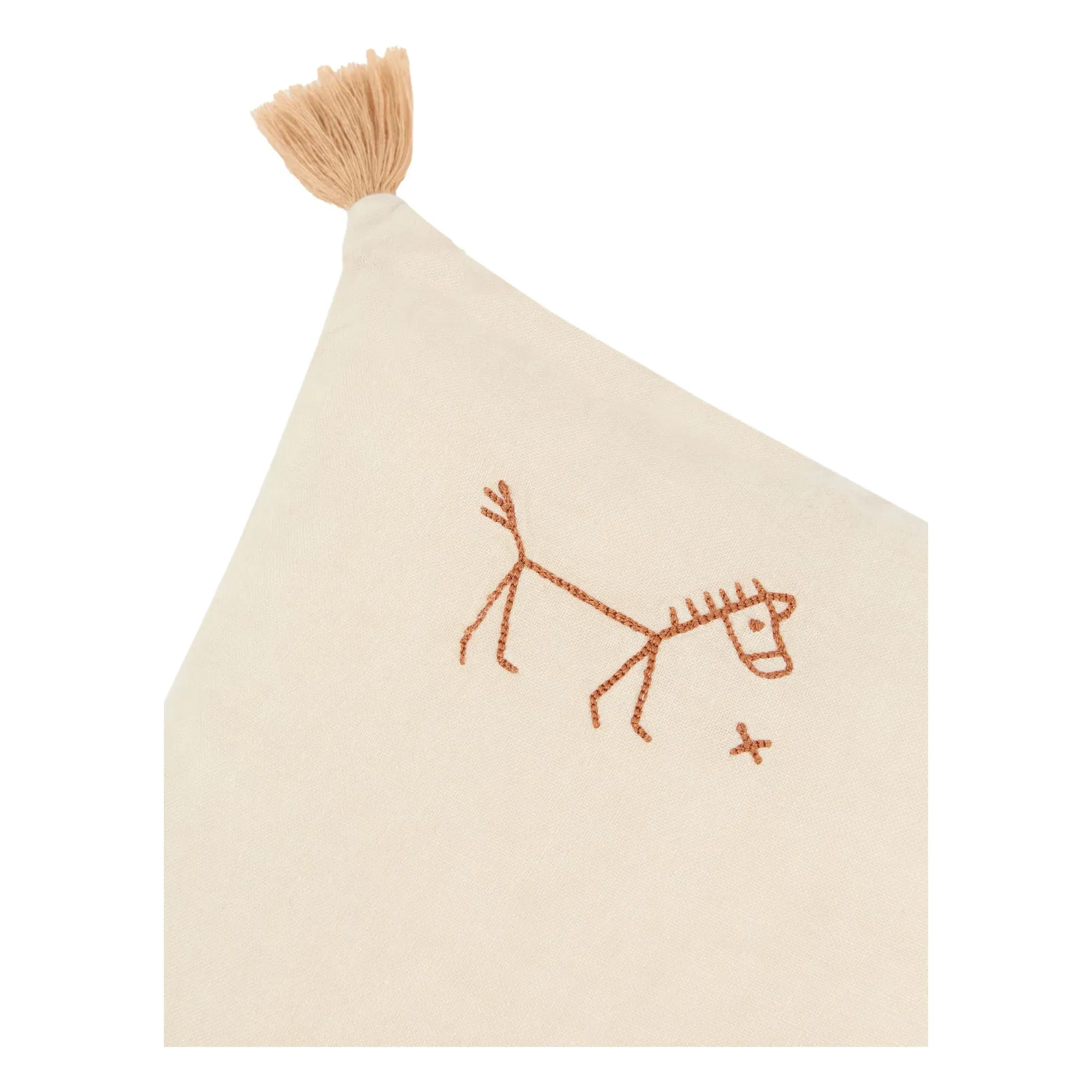 L1N0 Tassel Embroidered Cushion - Ginger, French Linen alternate view
