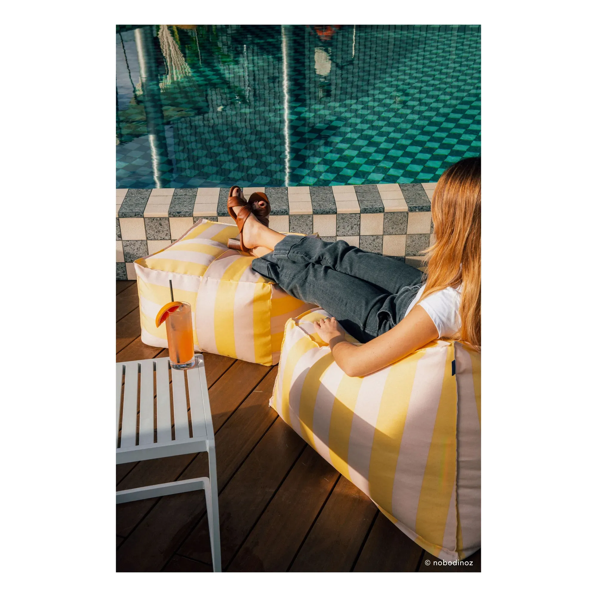 Lenny Outdoor Pouffe Armchair - Yellow, Acrylic alternate view