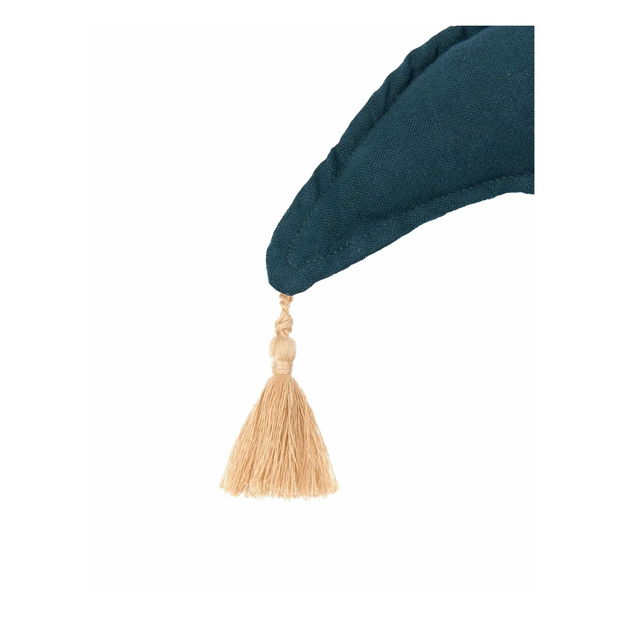 Lune Moon-Shaped Cushion with Pompom - Midnight Blue, French Linen alternate view