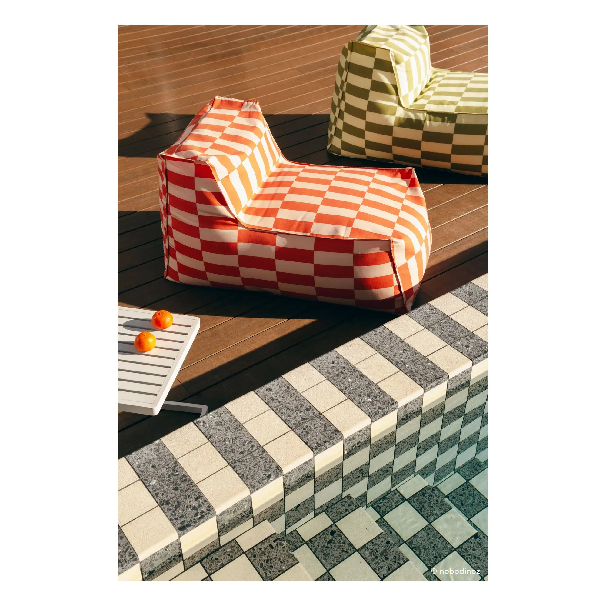 Matteo Tiles Outdoor Long Pouffe - Orange, Acrylic alternate view