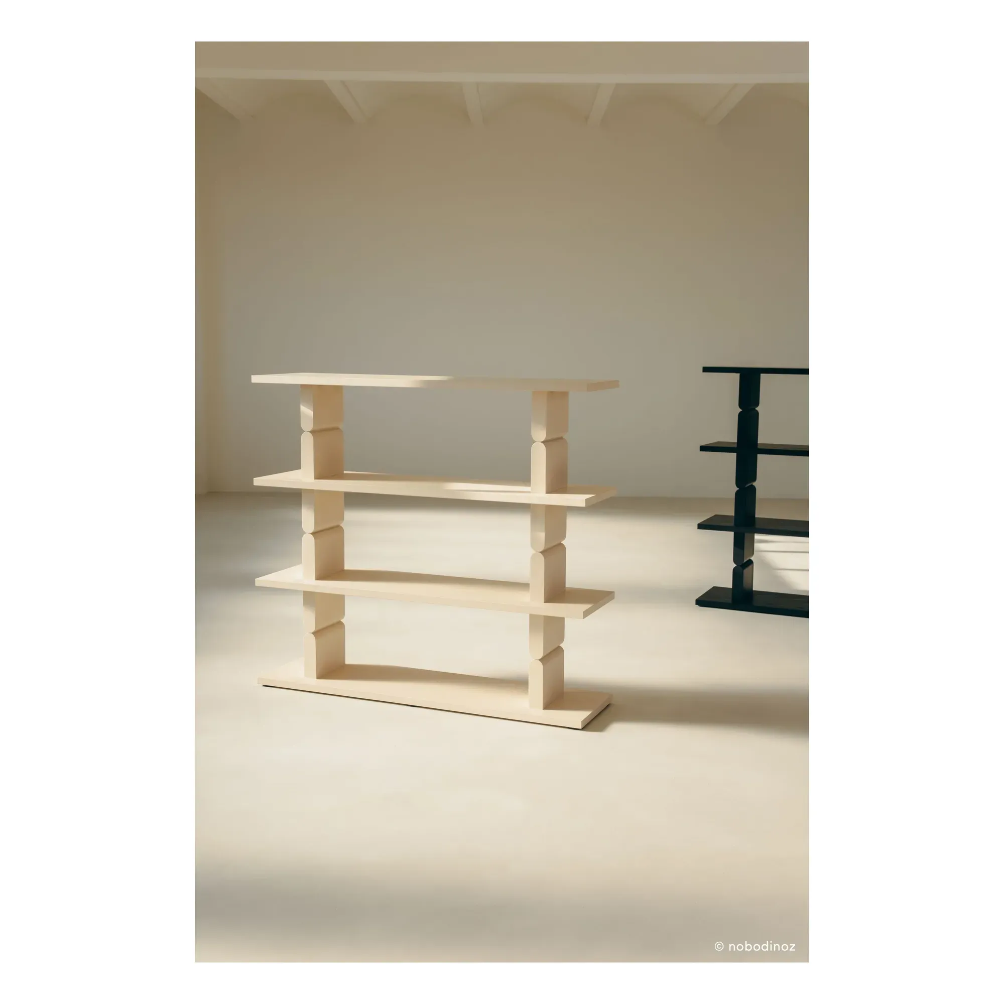 Noon 4-Shelf Bookcase - Ivory, Rubberwood alternate view