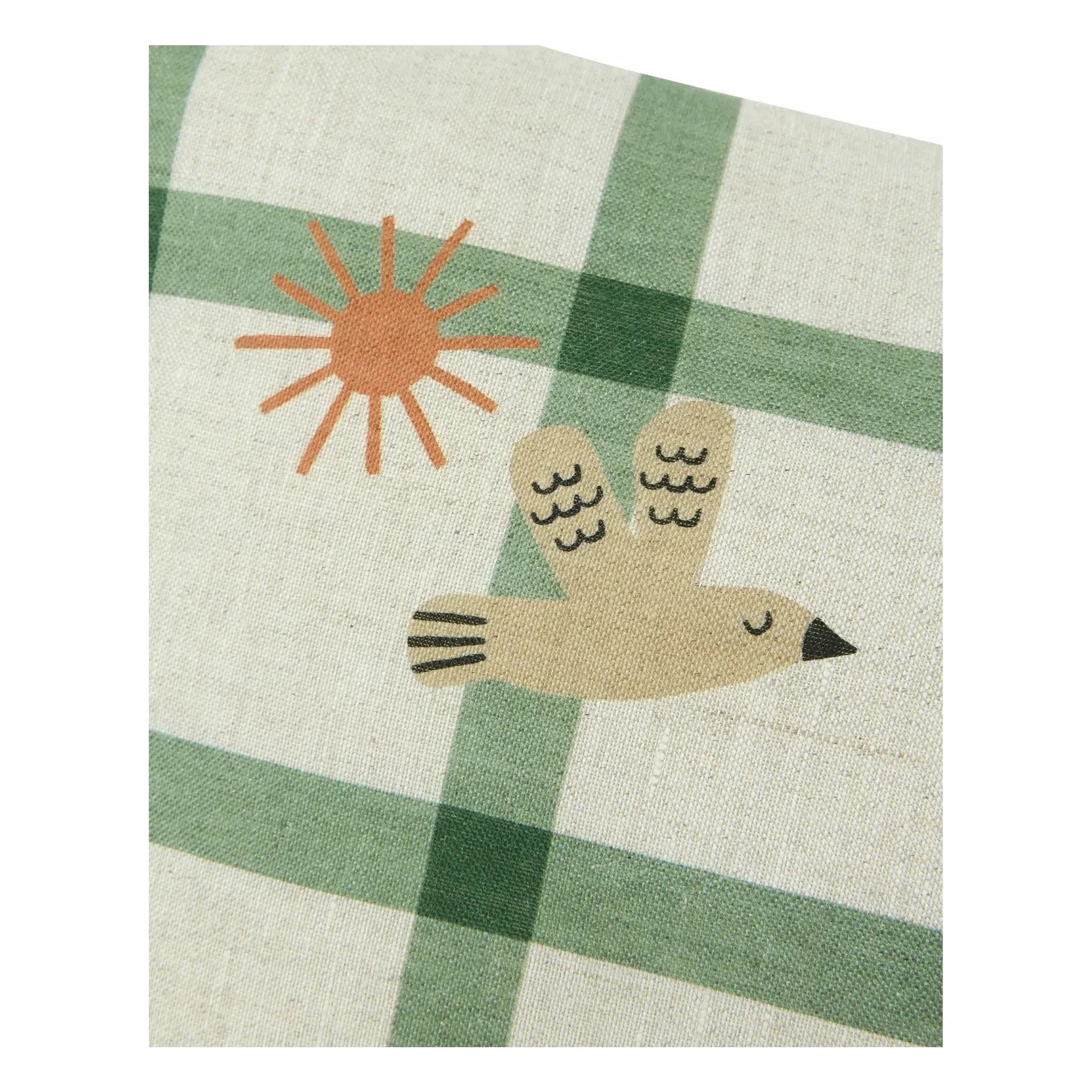 Oiseau Vibes Rectangular Cushion - Green, French Linen alternate view