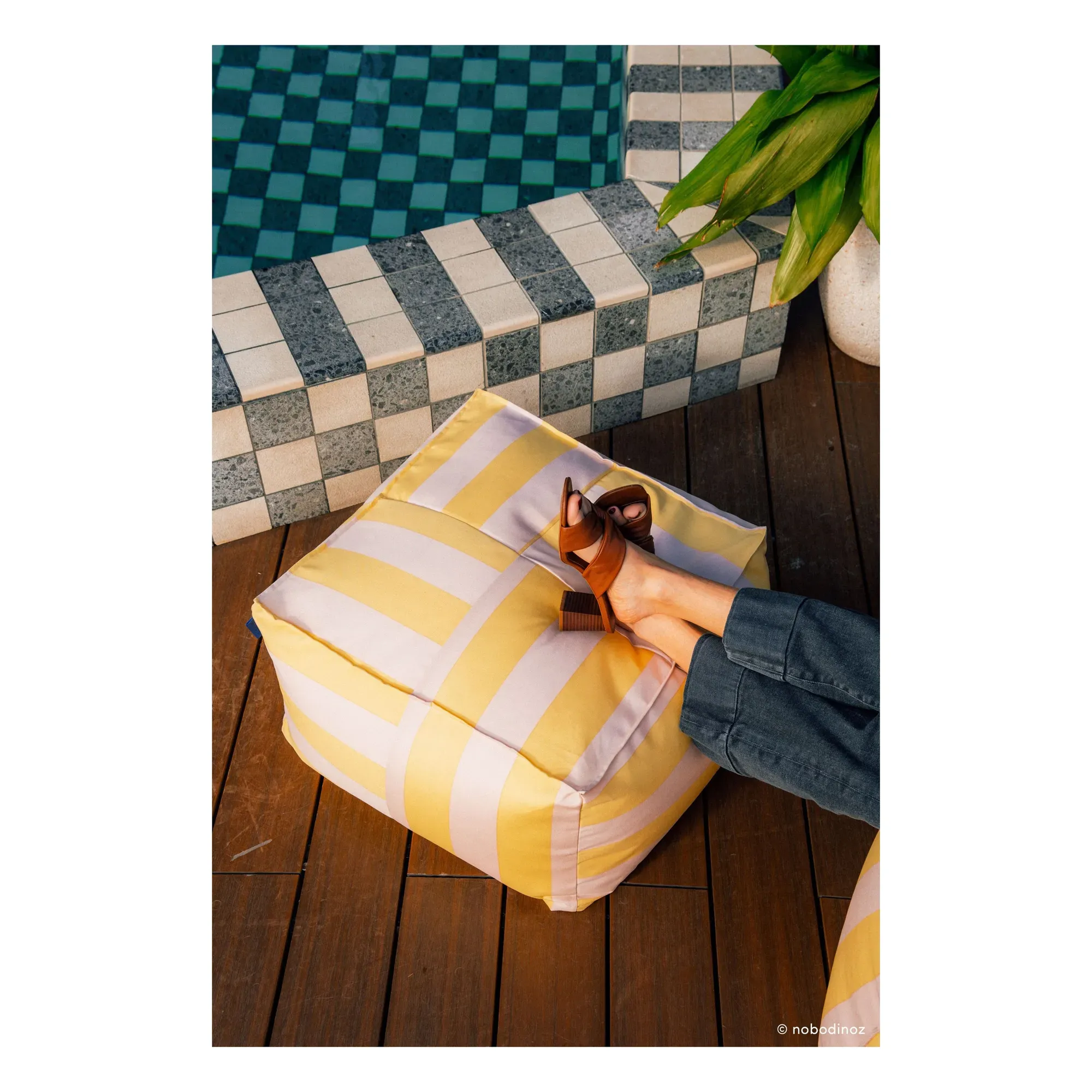 Otto Outdoor Ottoman Beanbag - Yellow, Acrylic alternate view