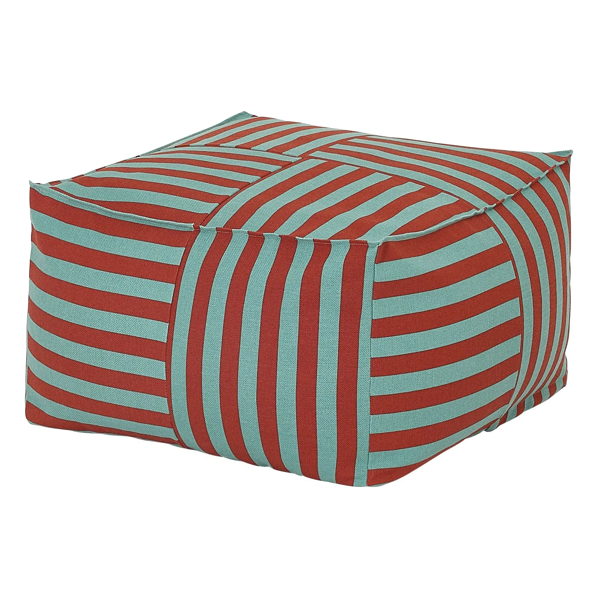 Otto Striped Ottoman Footrest - Red, Organic Cotton product