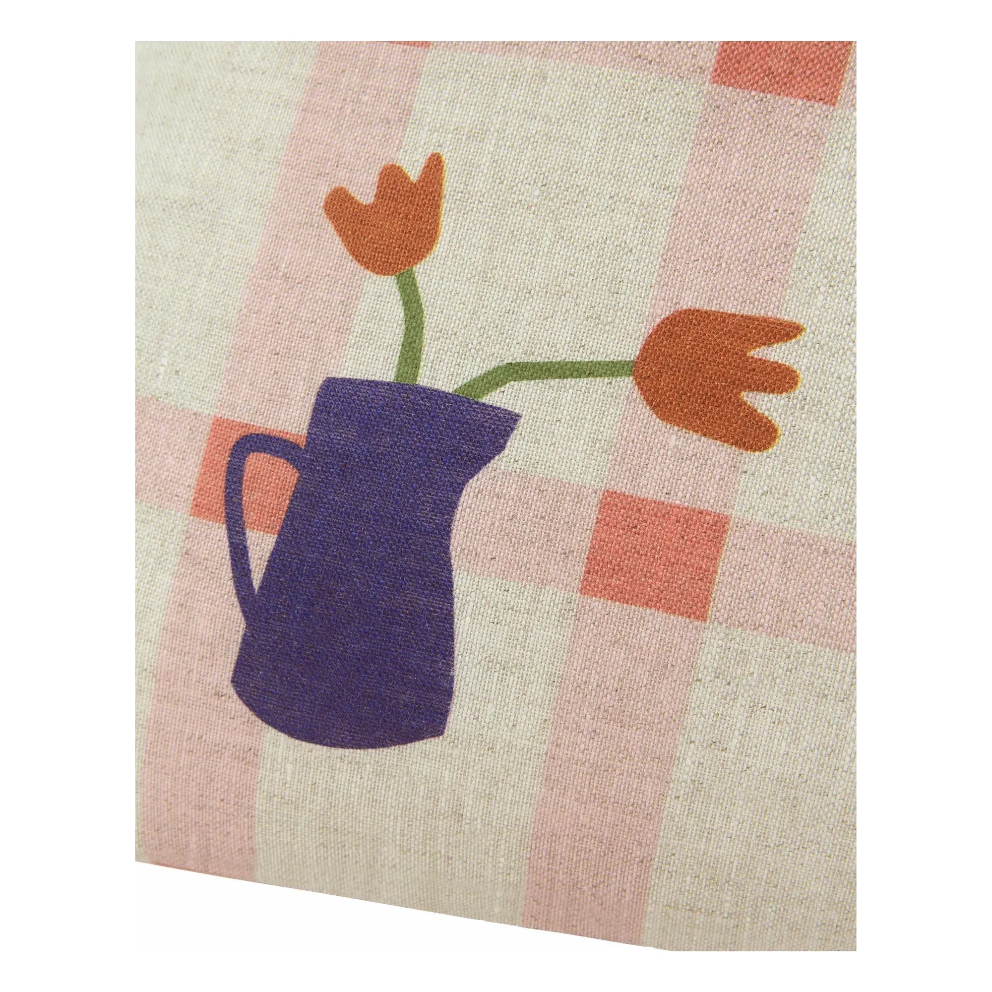 Tulipe Vibes Rectangular Cushion - Pink, French Linen alternate view